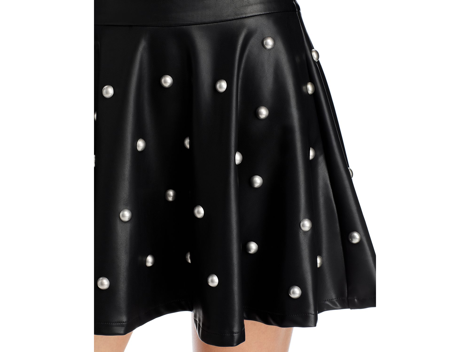 Faux Leather Studded Top & Faux Leather Studded Mini Skirt - Exclusive — Image 3