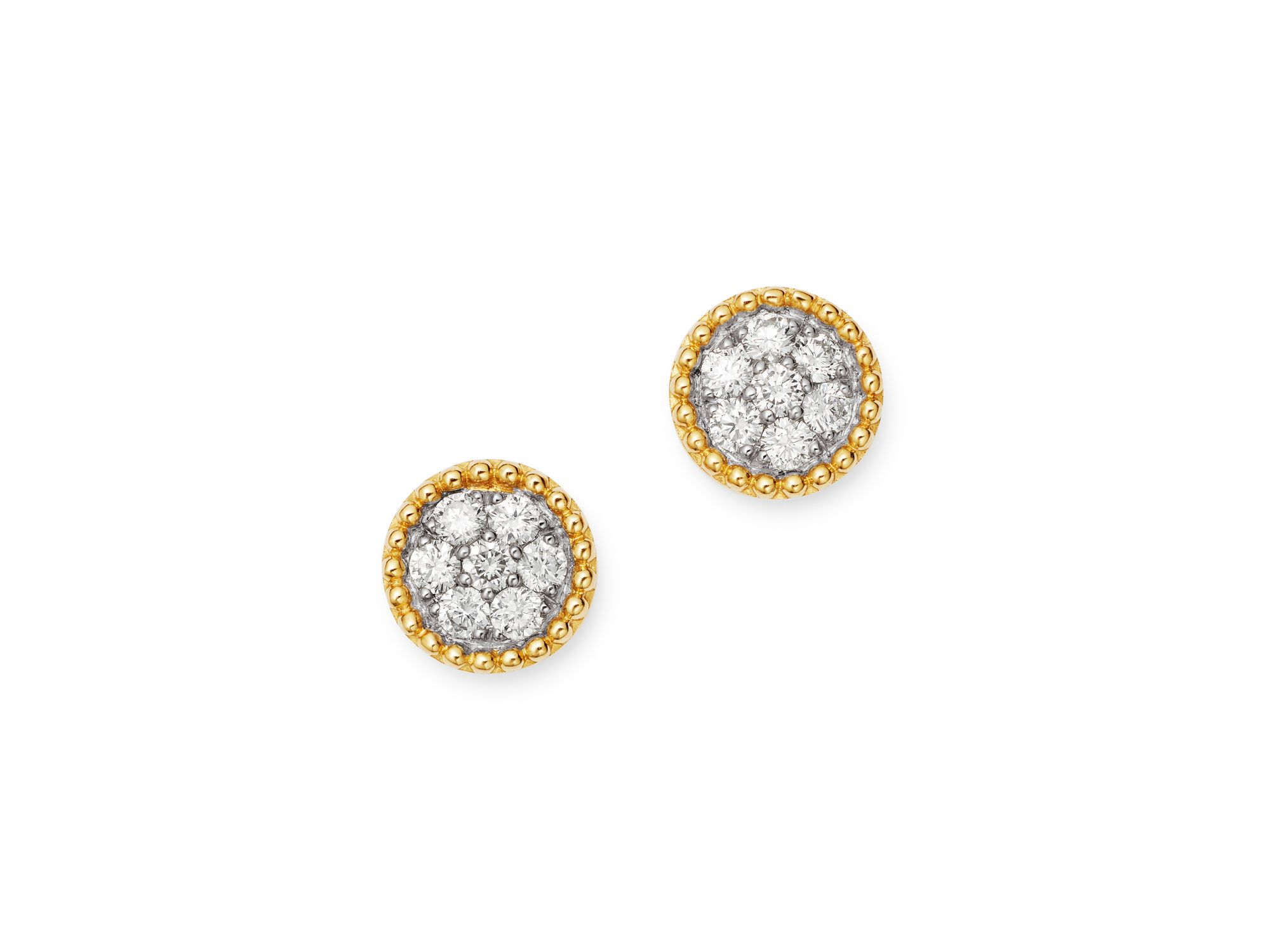 Cluster Diamond Milgrain Stud Earrings in 14K Yellow Gold — Image 6