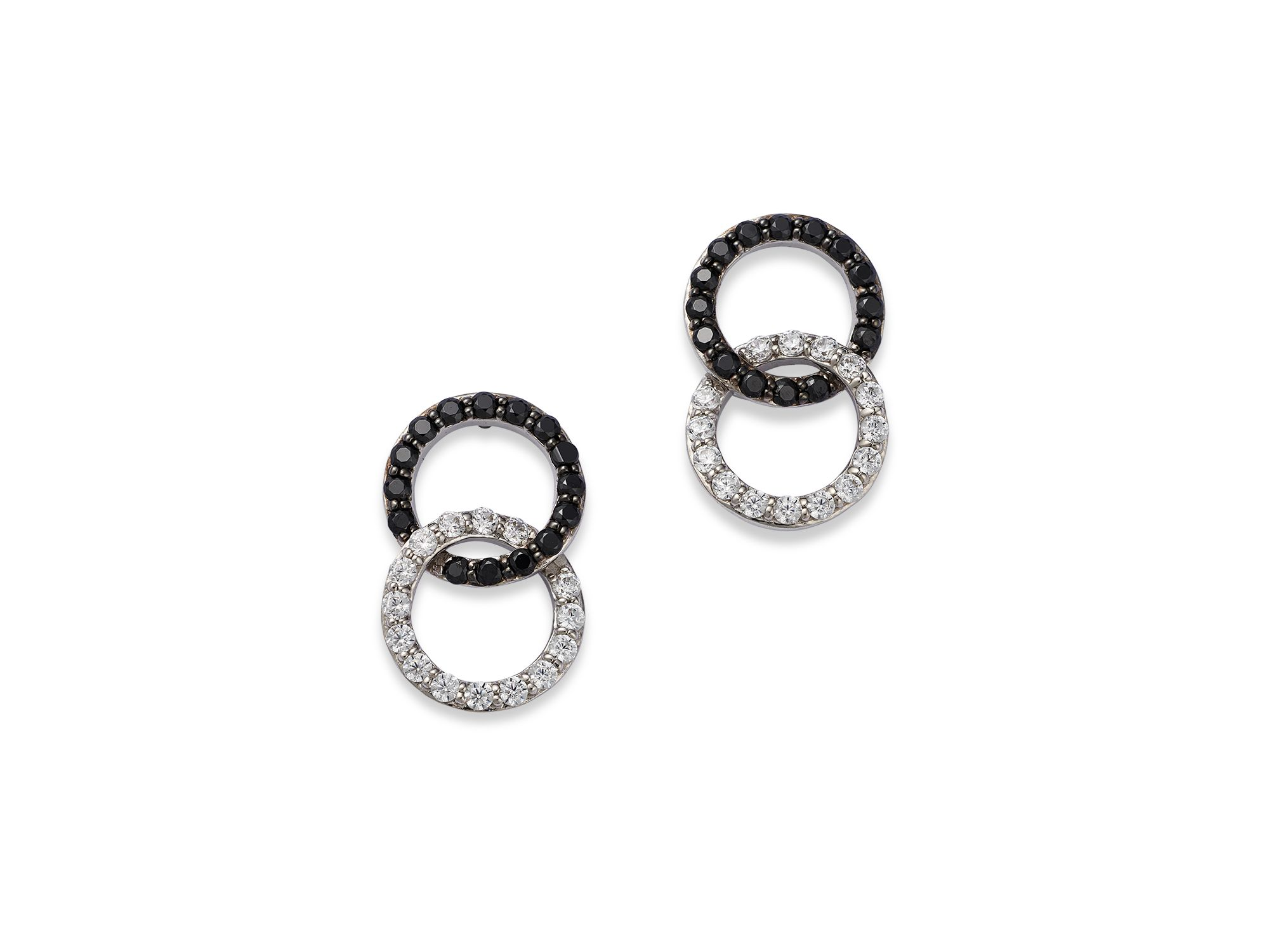 White & Black Diamond Double O Earrings in 14K White Gold, 0.50 tcw - 150th Anniversary Exclusive — Image 5