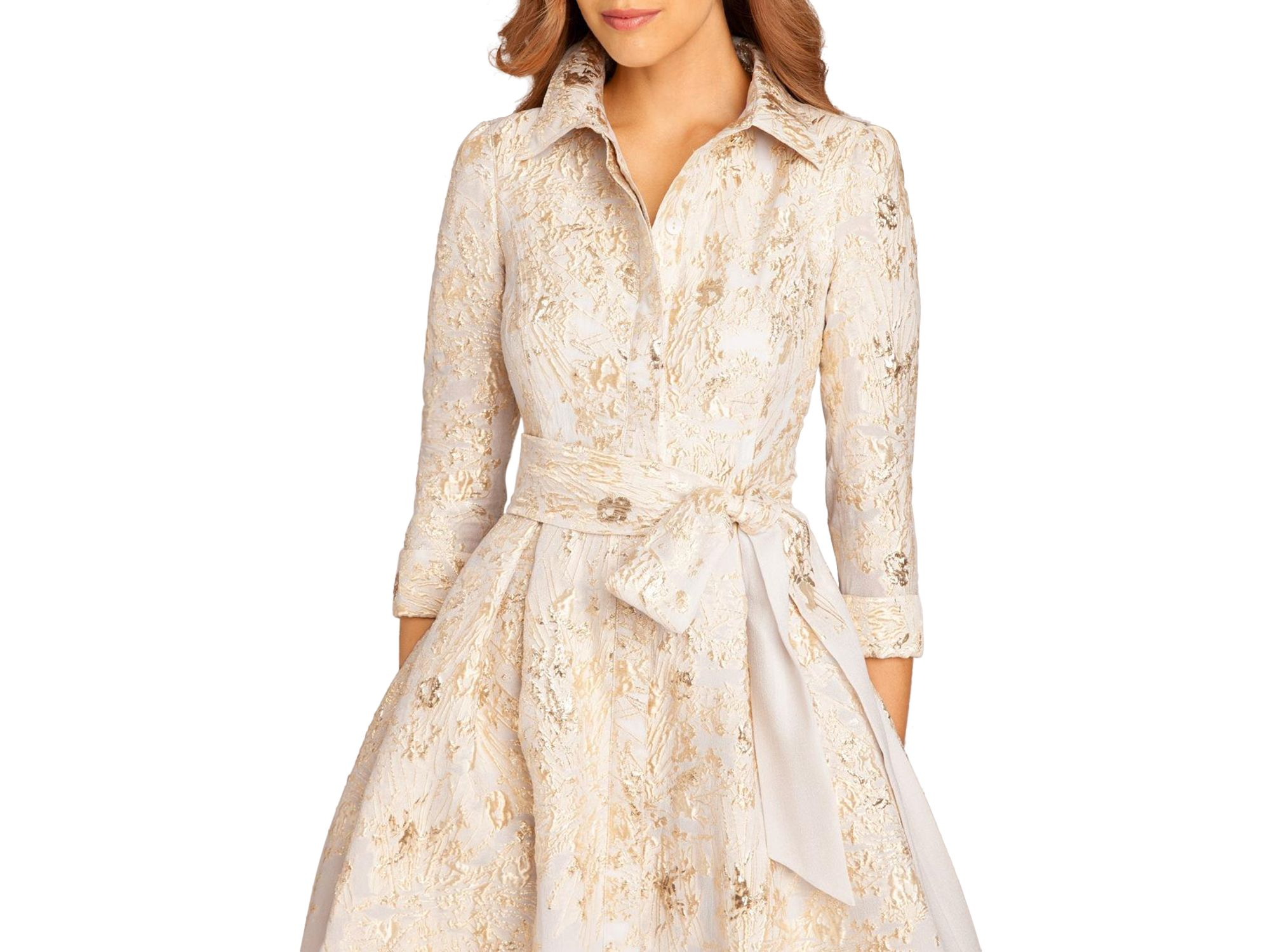 Metallic Jacquard Shirt Dress — Image 3