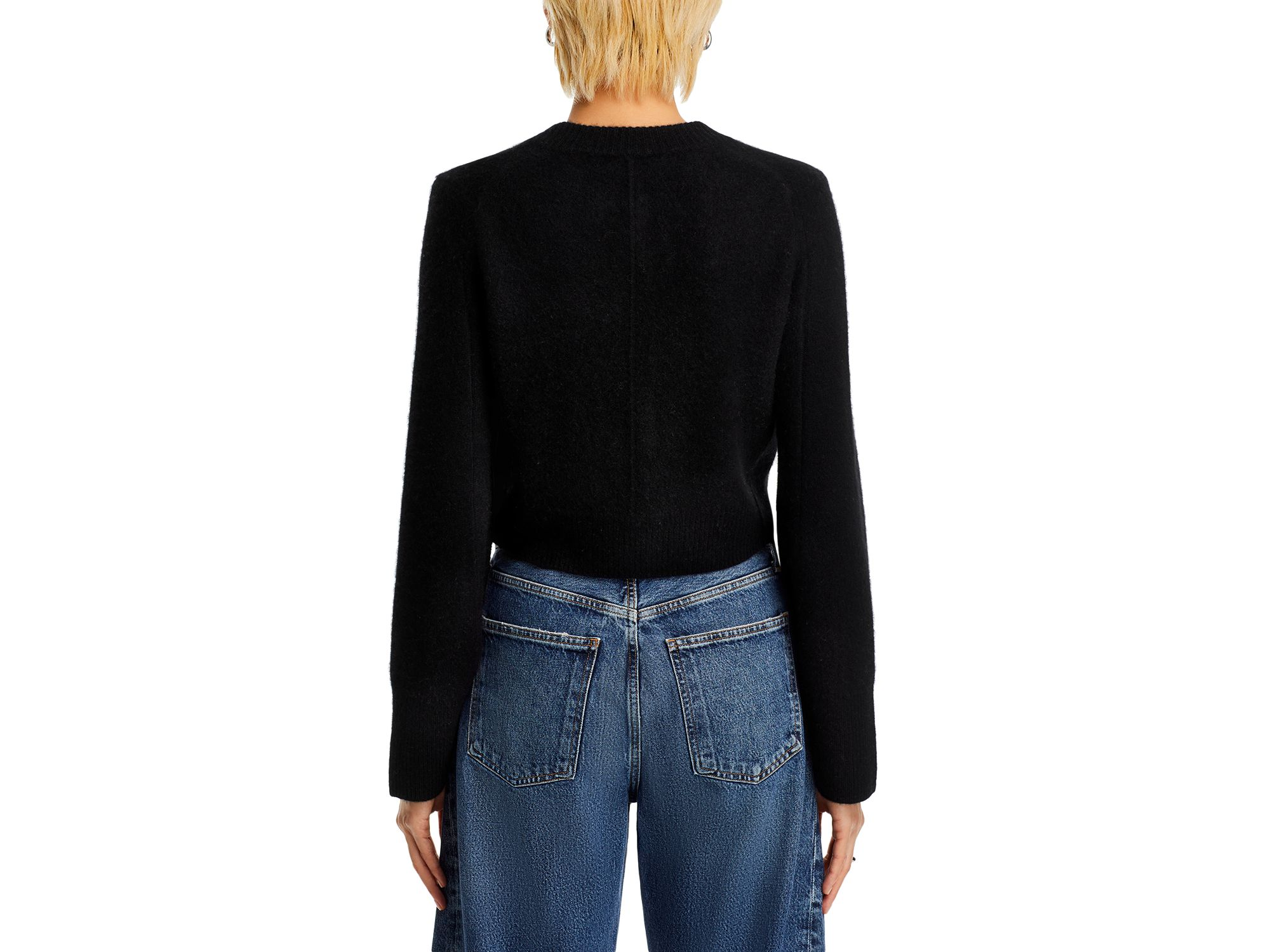 100% Cashmere Cropped Wide Sleeve Crewneck Cardigan - Exclusive — Image 6