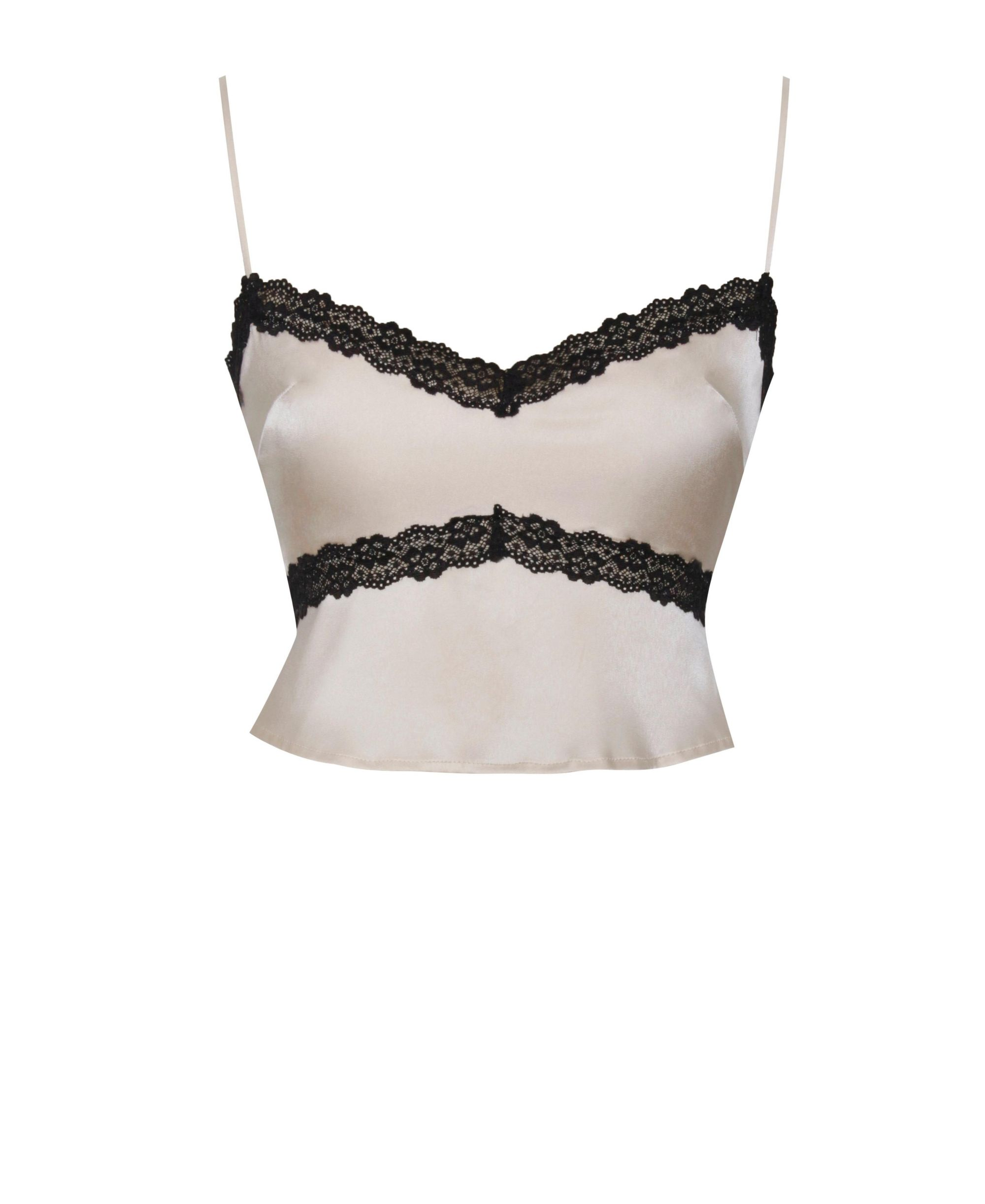 Yareli Lace Trim Satin Strappy Top — Image 7