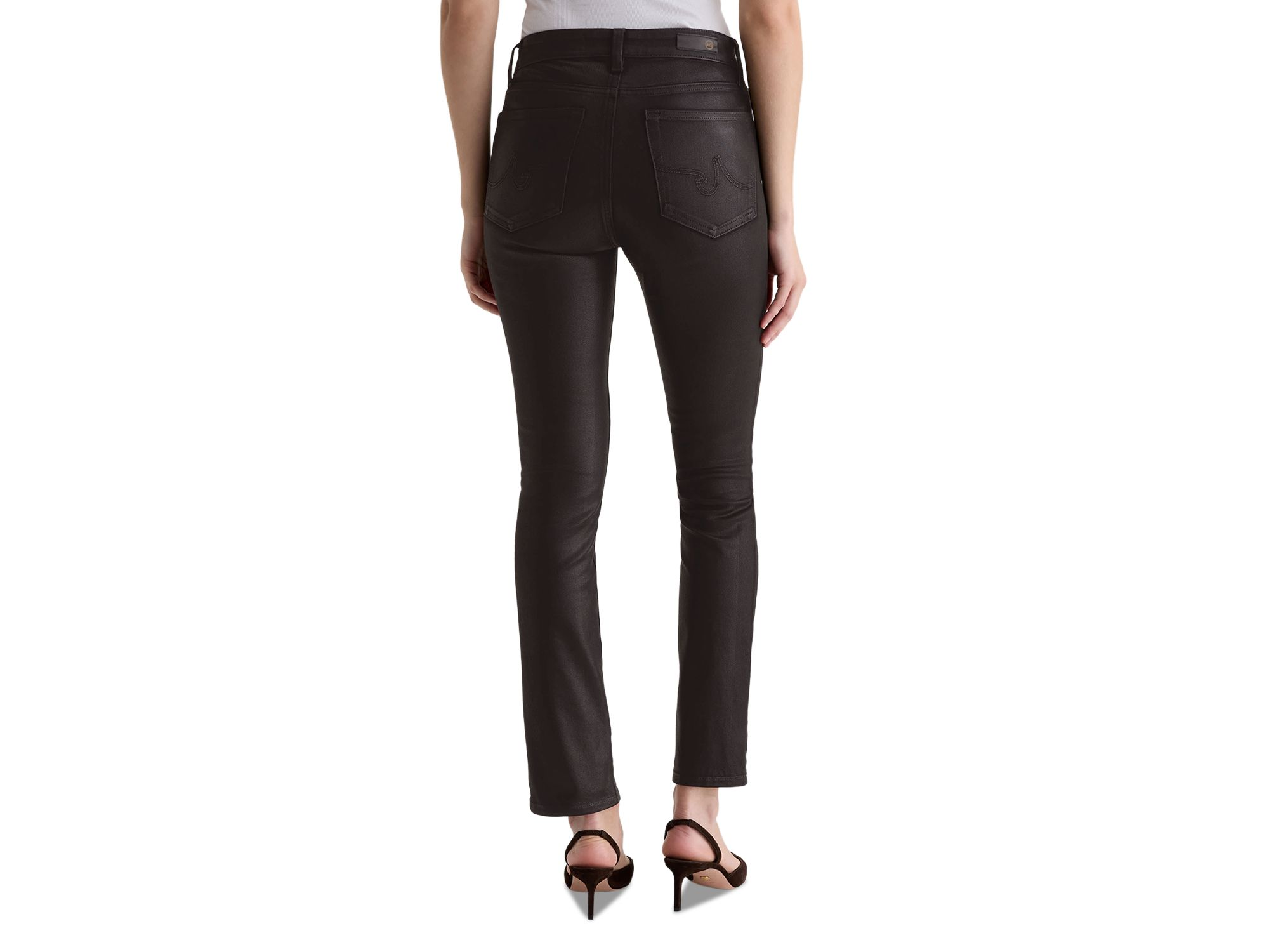 Mari Coated Mid Rise Slim Jeans in Super Black — Image 4