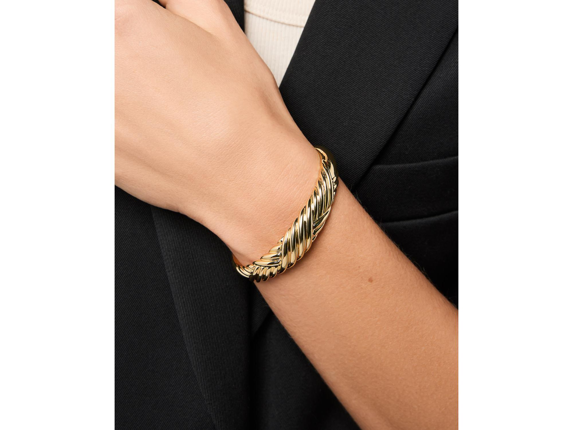 Kamilla Brass Gold Cuff Bracelet — Image 4