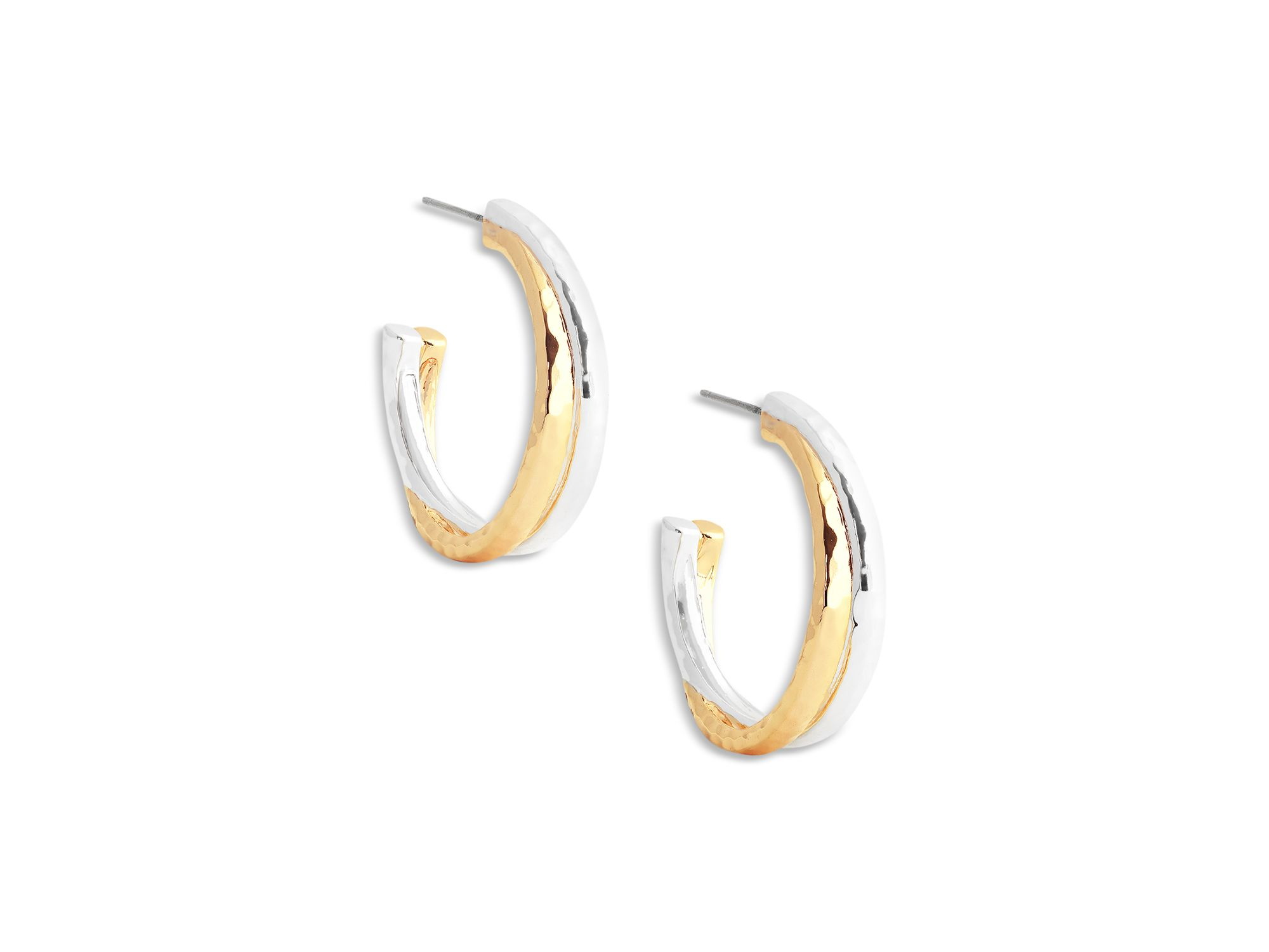 Farrier 18K Yellow Gold Plated & Sterling Silver Hoop Earrings, 1" diameter — Image 3