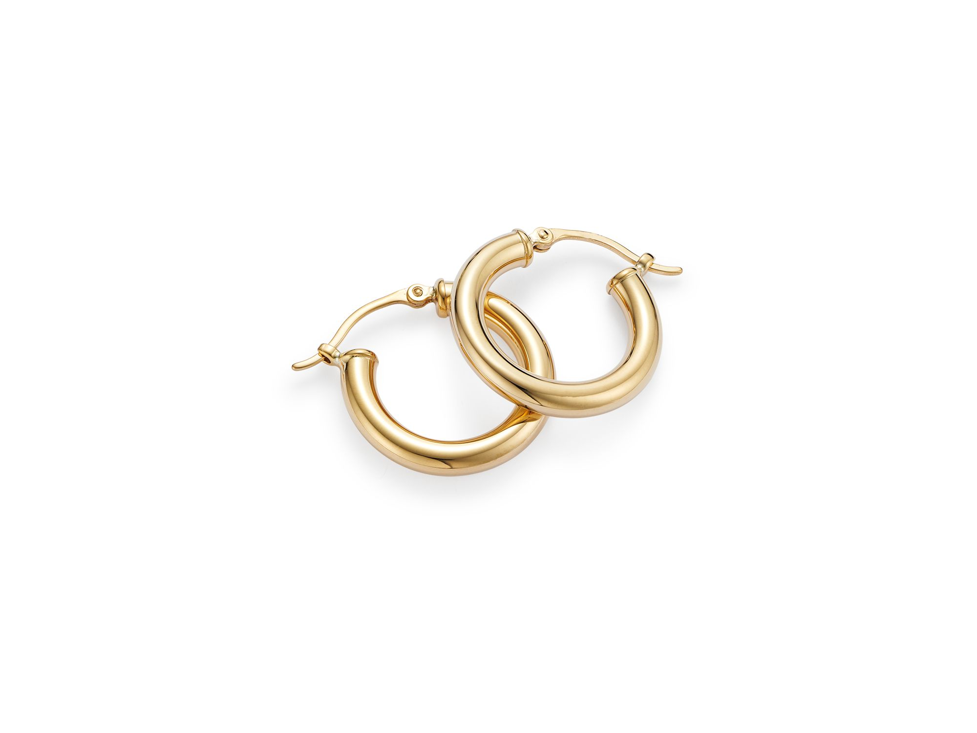 14K Yellow Gold Tube Hoop Earrings — Image 4
