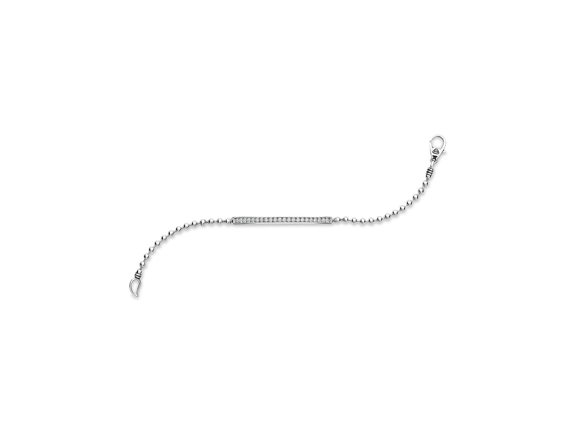 Sterling Silver Caviar Spark Diamond Bar Chain Bracelet — Image 6