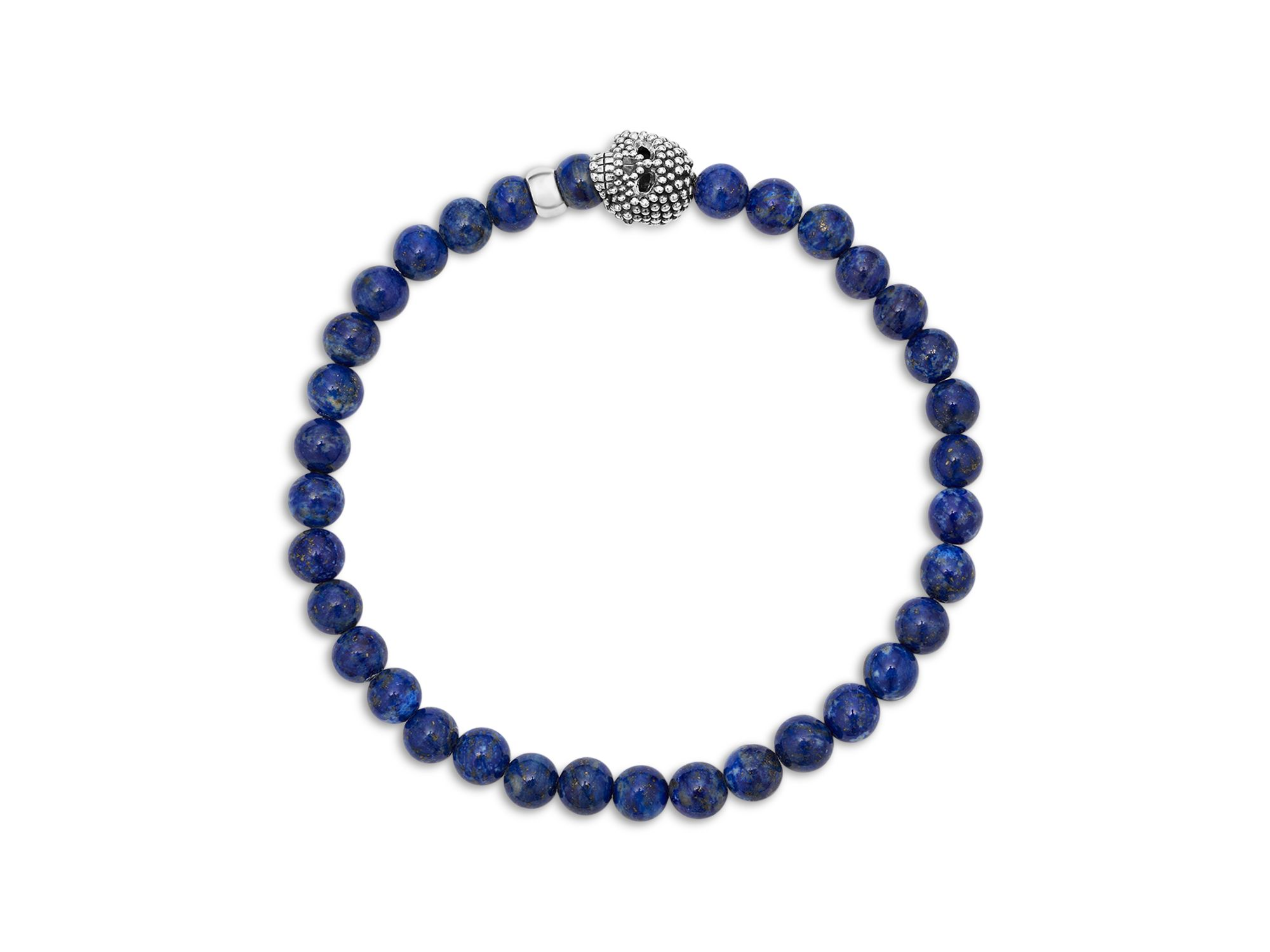 Men's Sterling Silver Anthem Lapis Lazuli Bead Skull Stretch Bracelet - Exclusive — Image 3