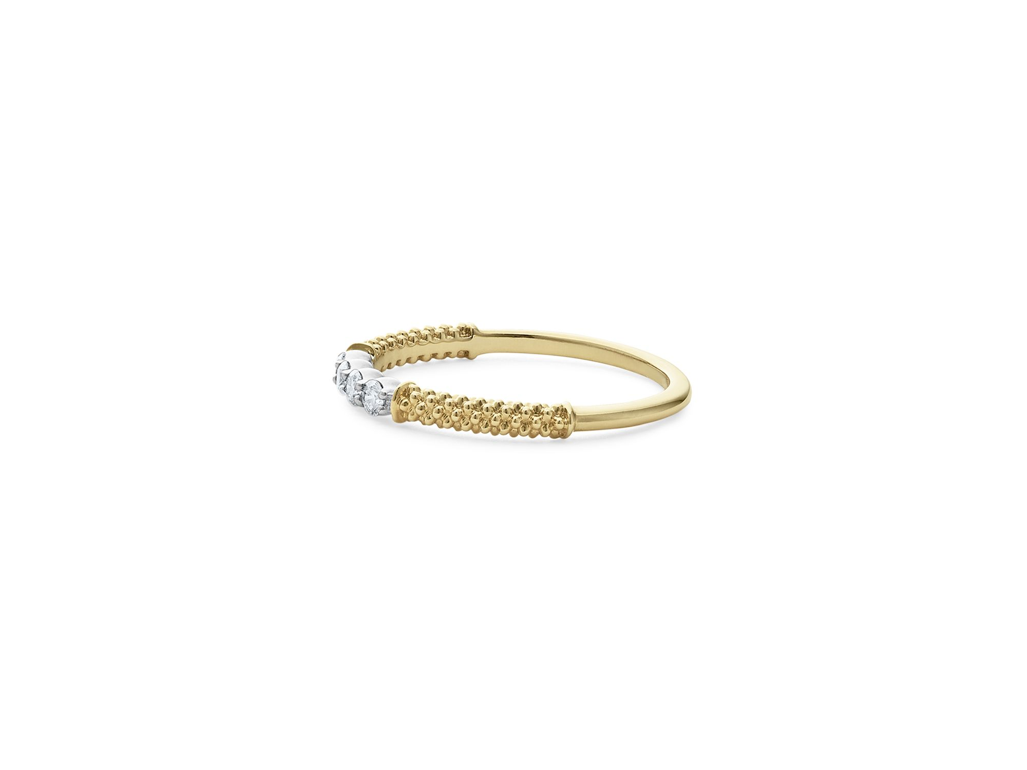 18K White & Yellow Gold Signature Caviar Diamond Stacking Rings — Image 5