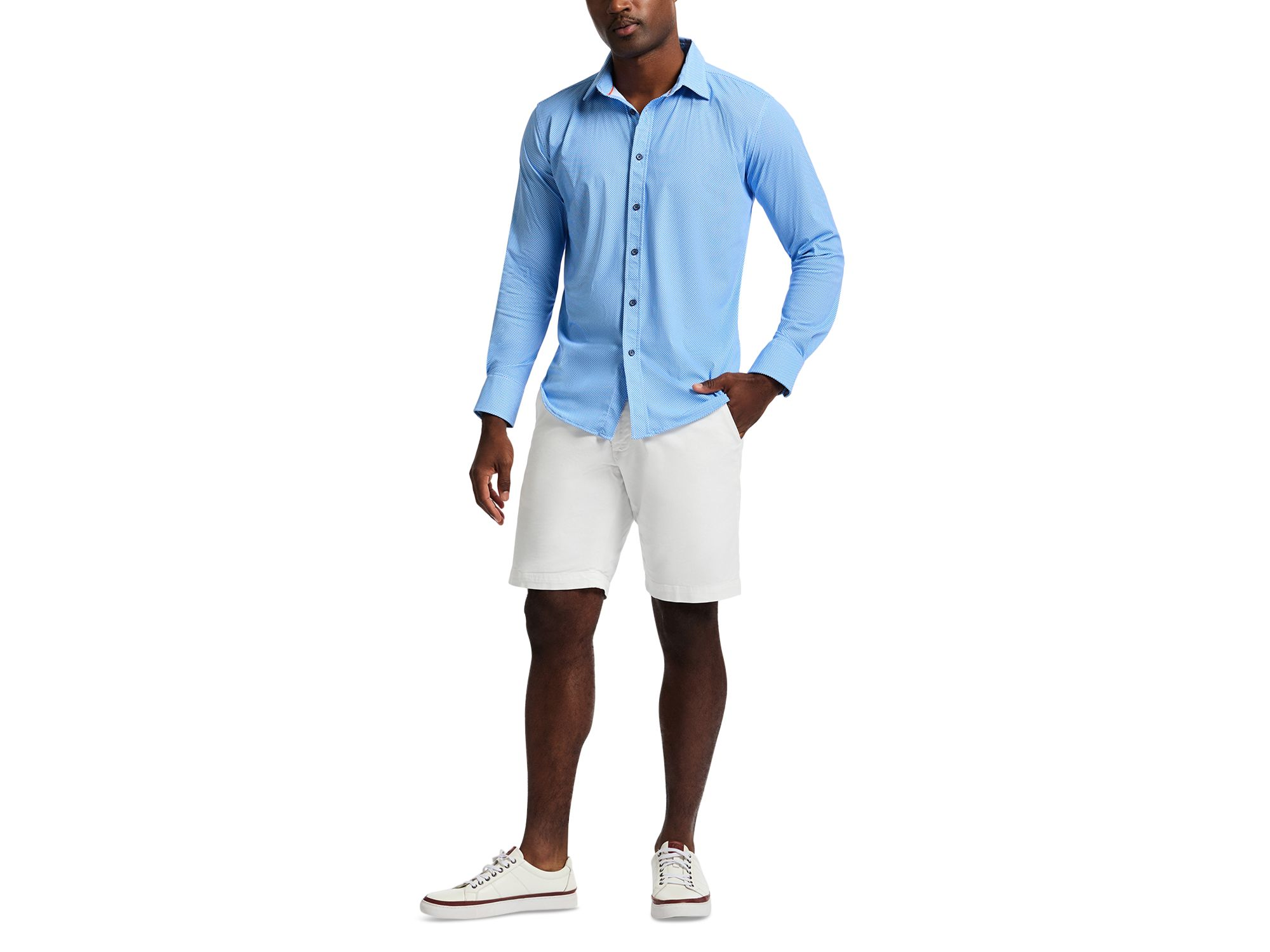 Leros Textured Long Sleeve Button Front Shirt — Image 4
