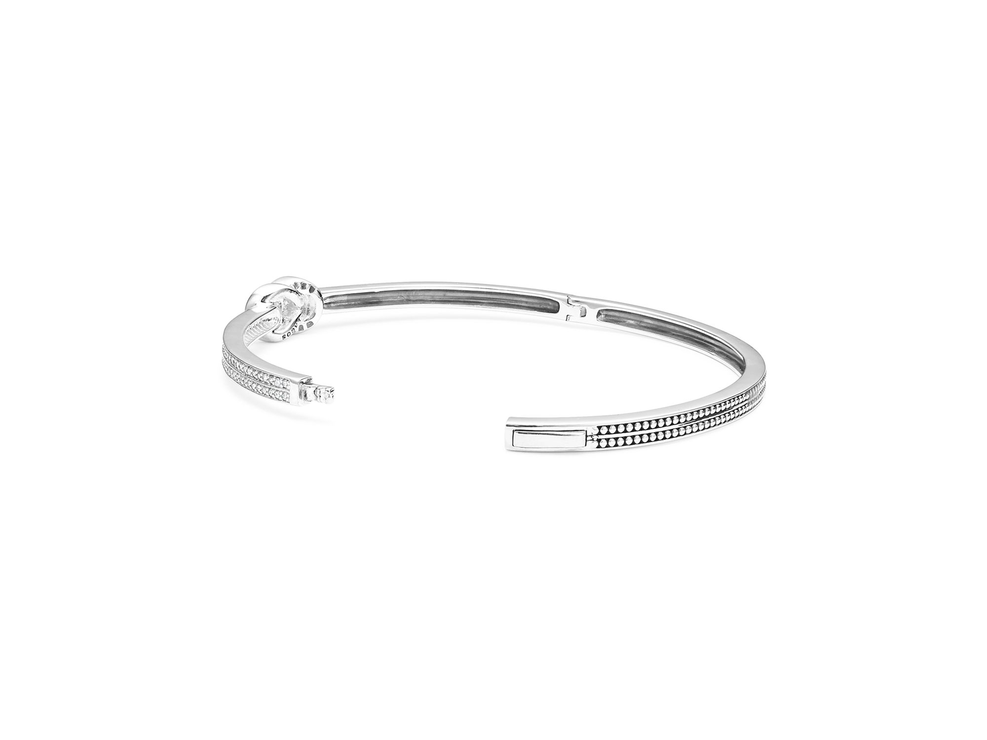 18K Yellow Gold & Sterling Silver Newport Diamond Knot Hinged Bangle Bracelet — Image 6