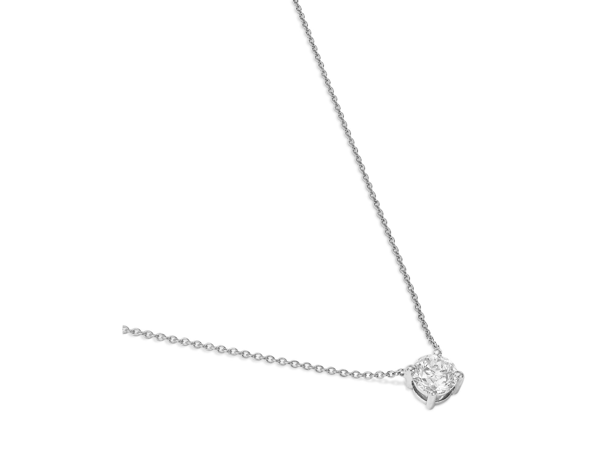 Diamond Certified Solitaire Pendant Necklace in 14K White Gold, 0.70 tcw — Image 3