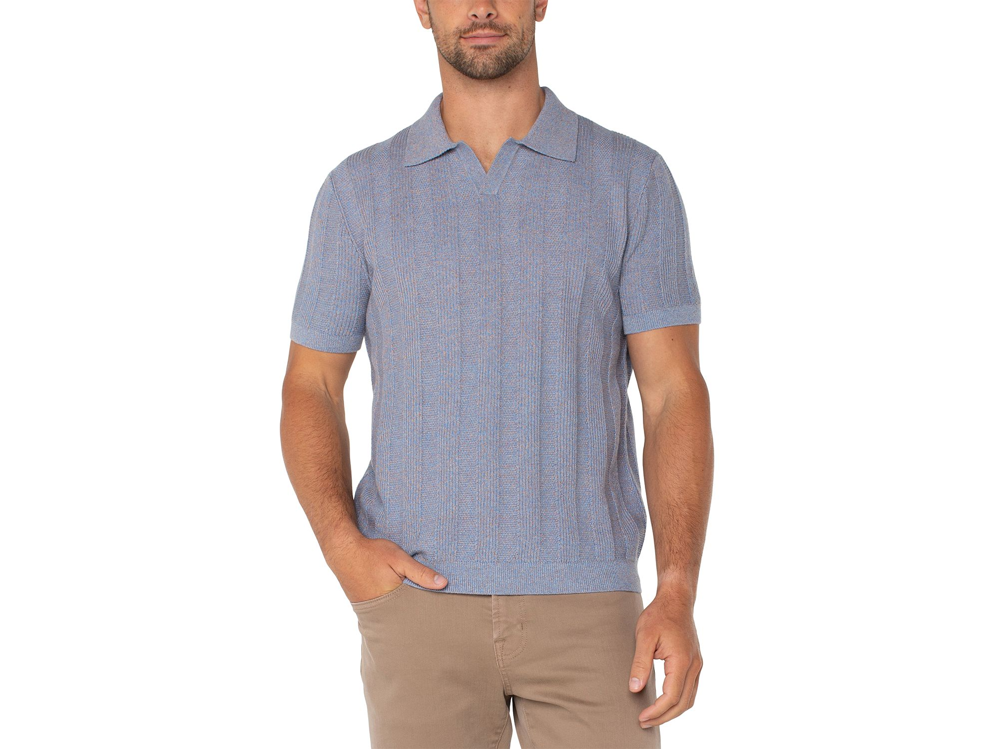 Short Sleeve Johnny Collar Sweater Knit Polo — Image 4