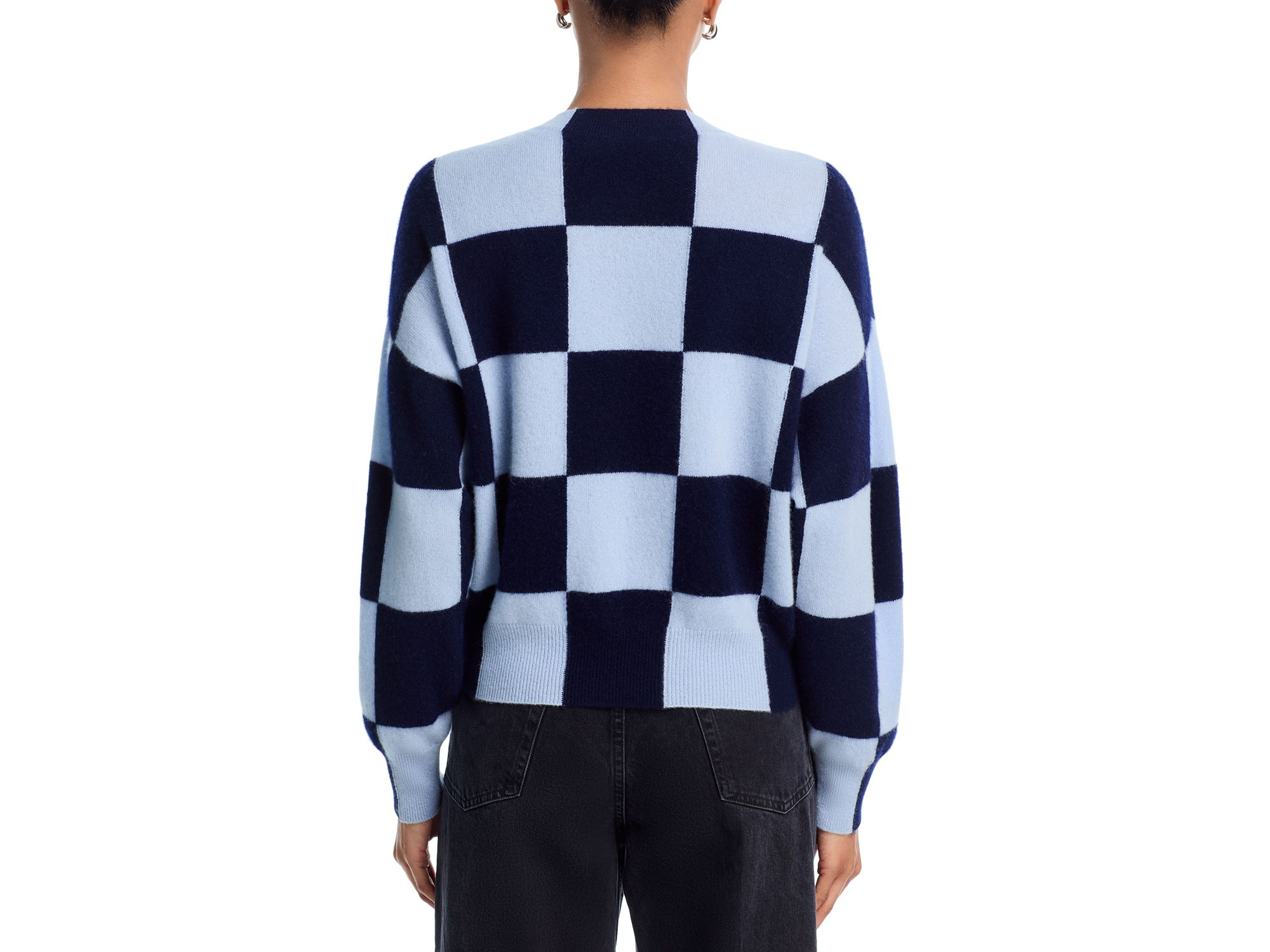 100% Cashmere Brushed Cropped Check Sweater - Exclusive — Image 3