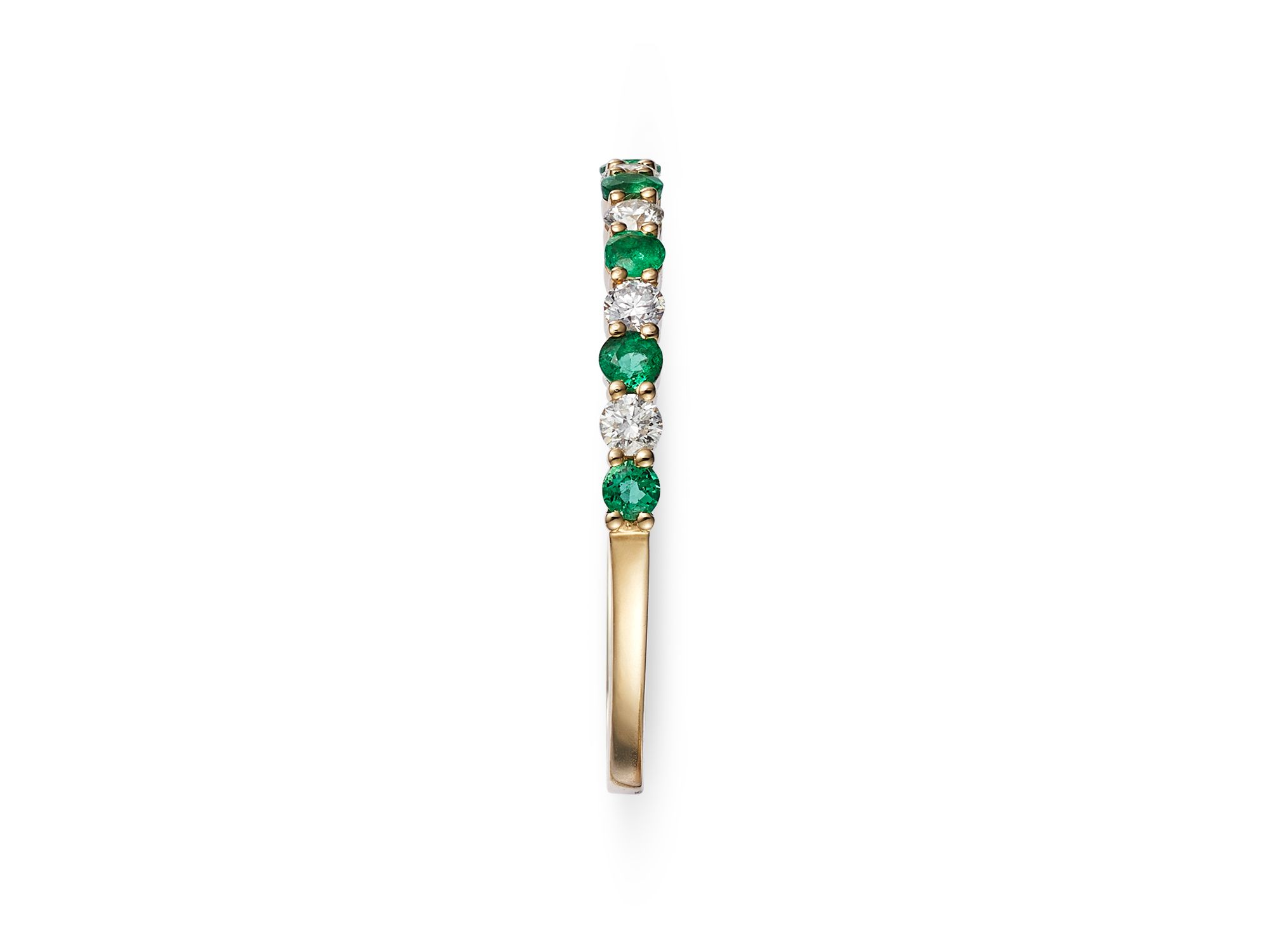 Emerald & Diamond Stacking Ring in 14K Yellow Gold — Image 4