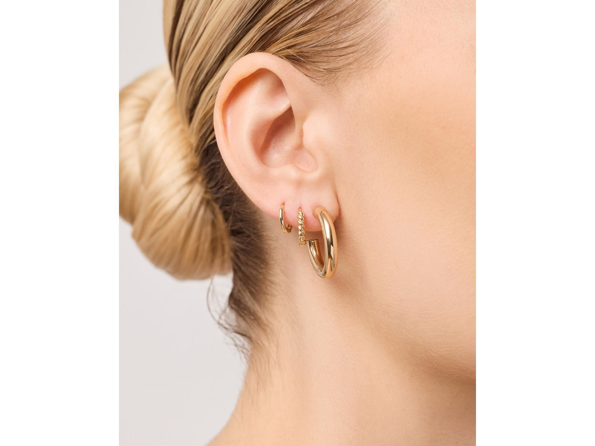 Solid Yellow Gold - Small Twist Hoop Earrings — Image 3