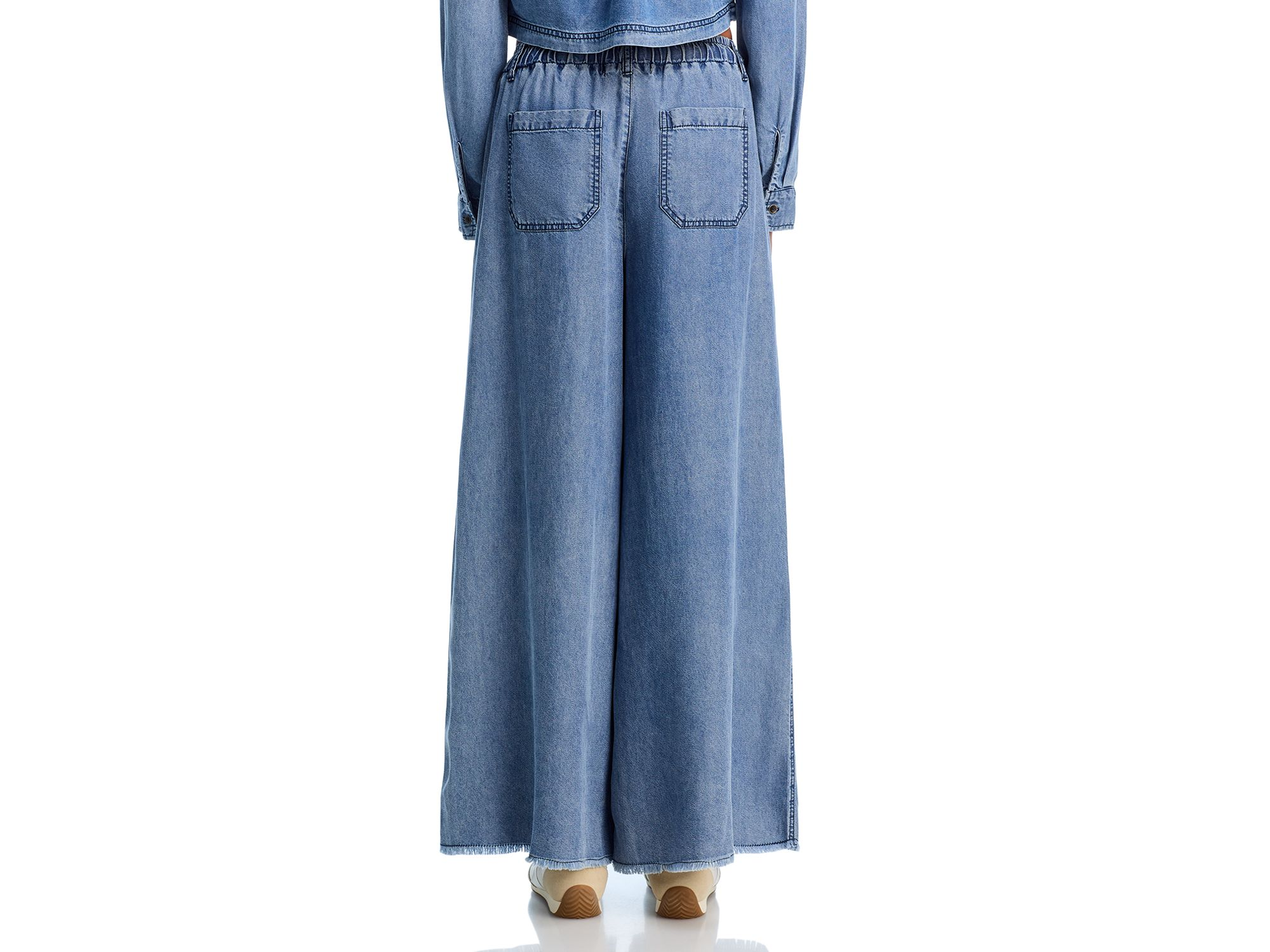 Washed Denim Wide Leg Pants — Image 3