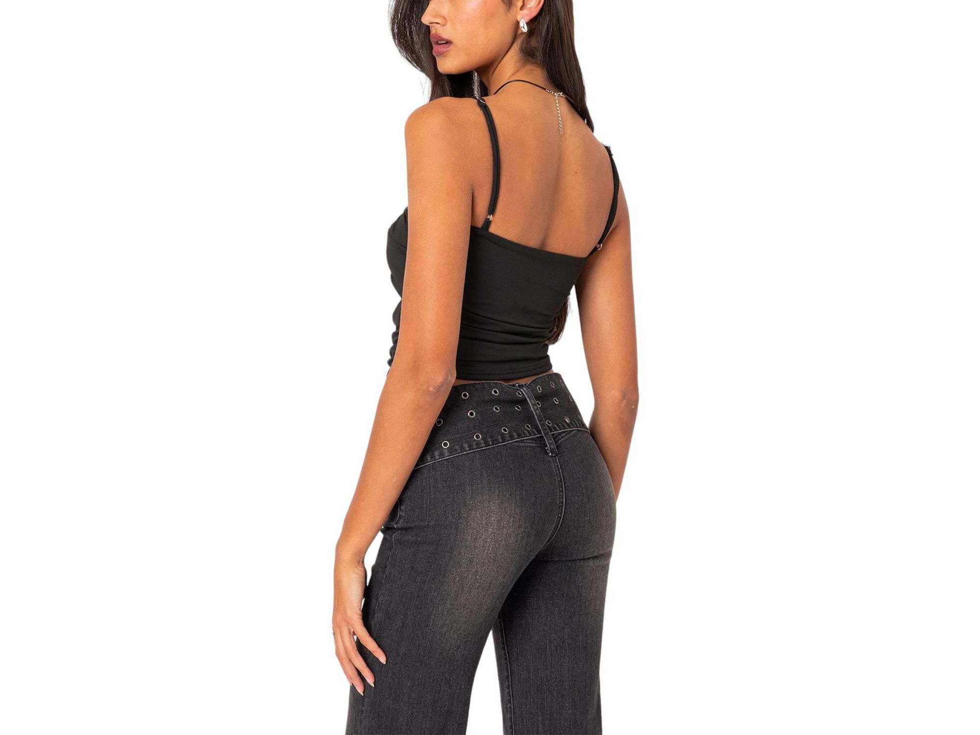 Twist Front Gathered Cut Out Tank Top — Image 3