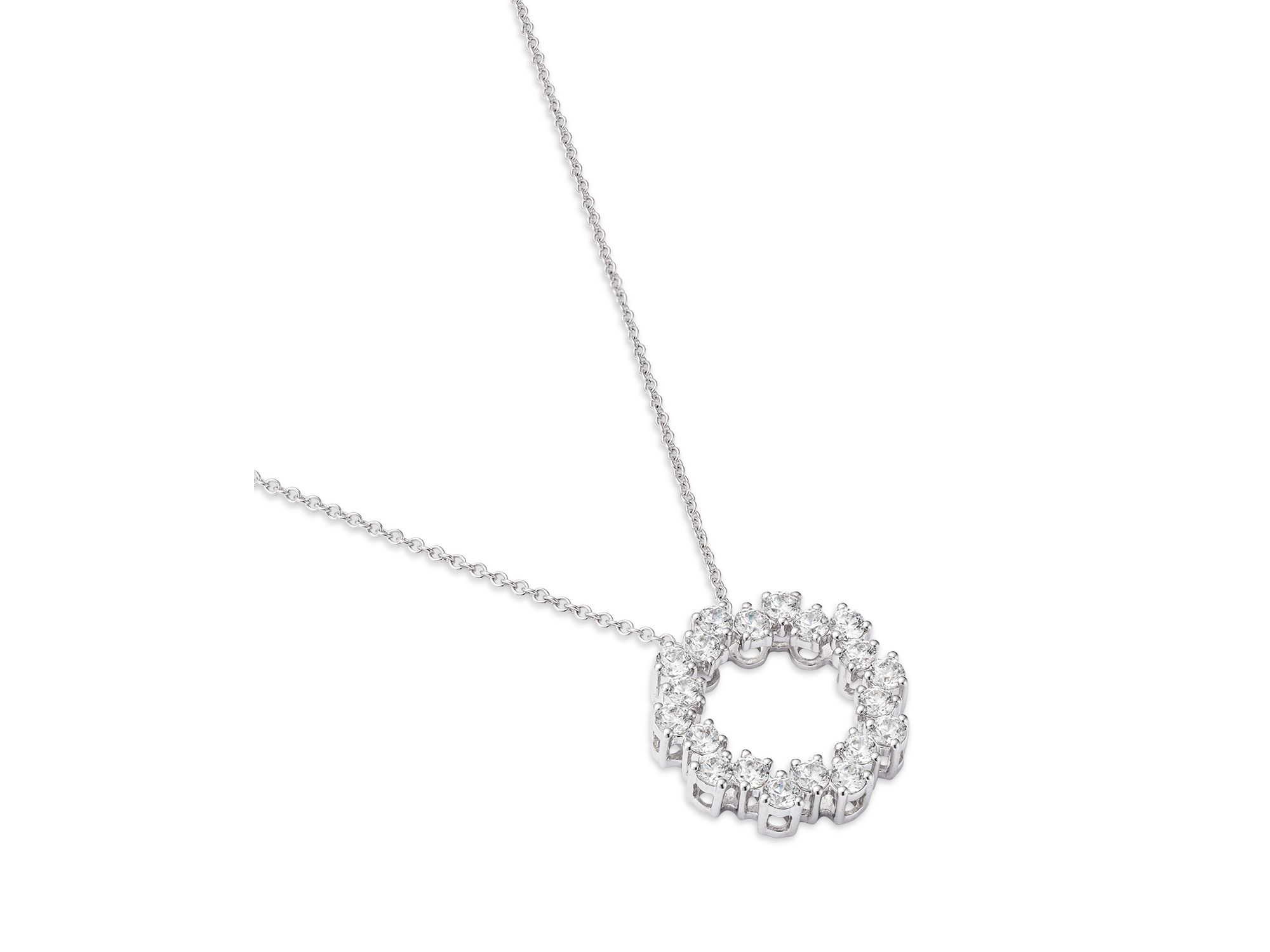 Diamond Circle Pendant in 14K White Gold, 0.85 tcw — Image 3