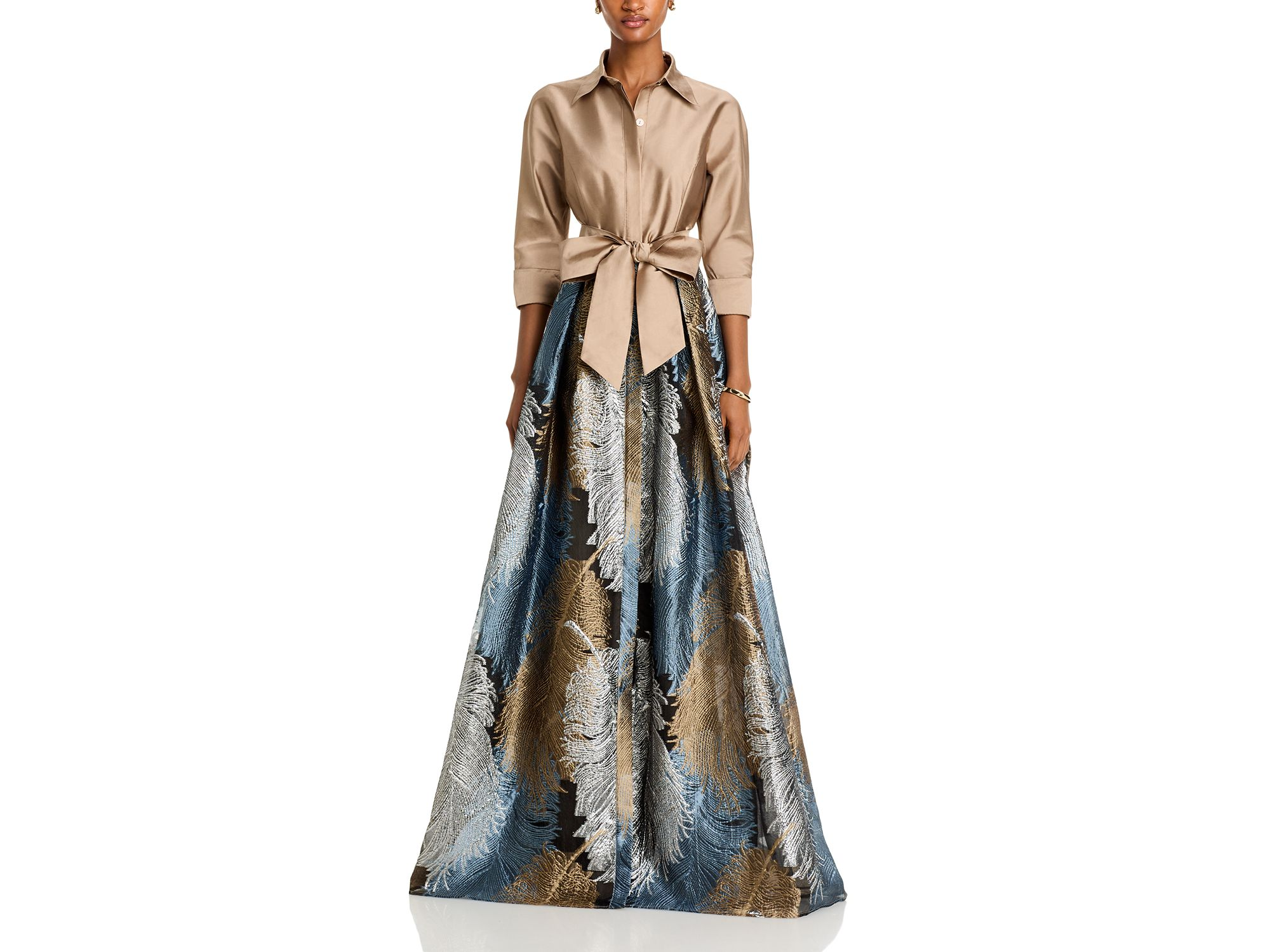 Metallic Jacquard Shirt Dress Gown — Image 6