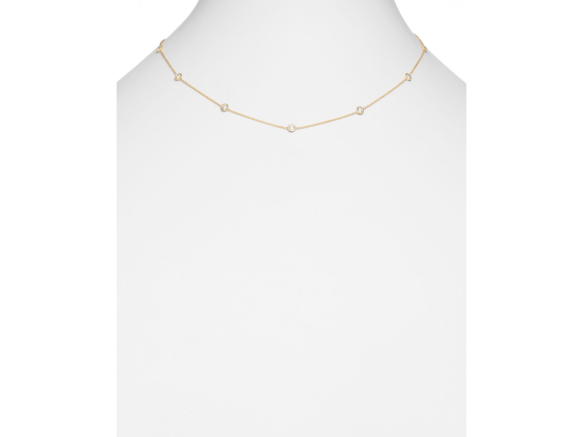 Diamond Station Necklace in 14K Yellow Gold, 1.0 tcw — Image 5