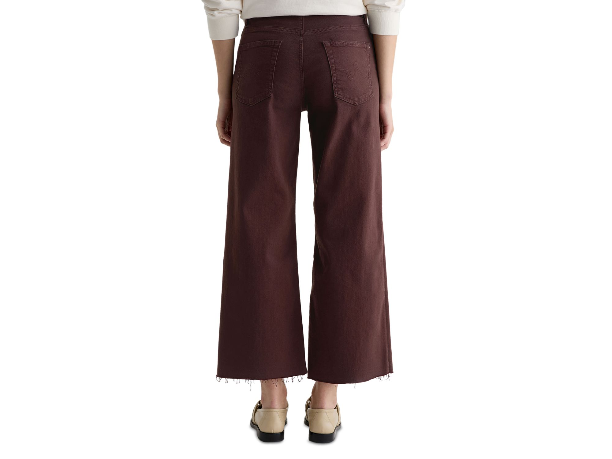 Saige High Rise Wide Leg Crop Jeans in Coffee Bean — Image 6