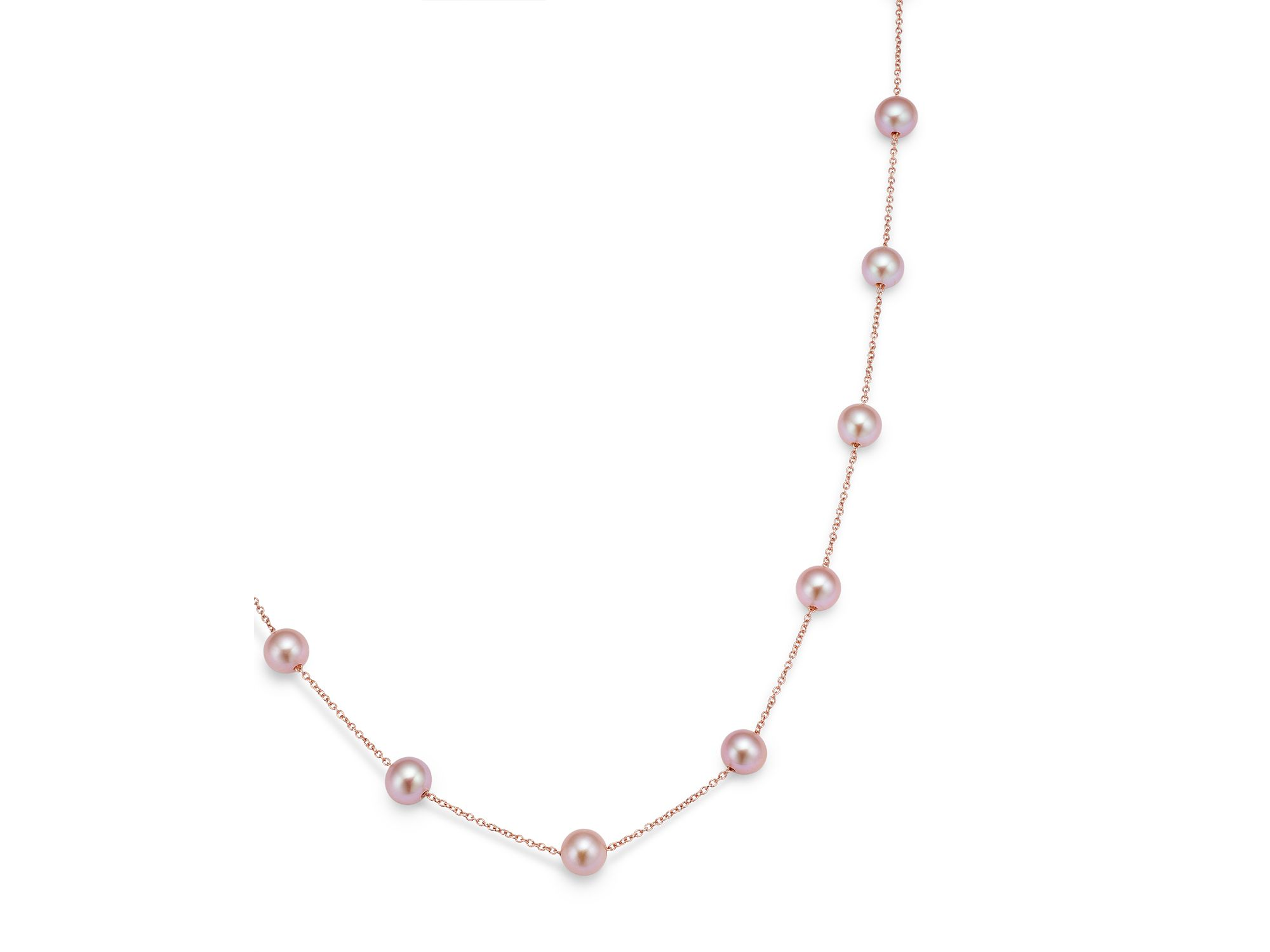 Cultured Pink Freshwater Pearl Necklace in 14K Rose Gold, 17" - Exclusive — Image 3