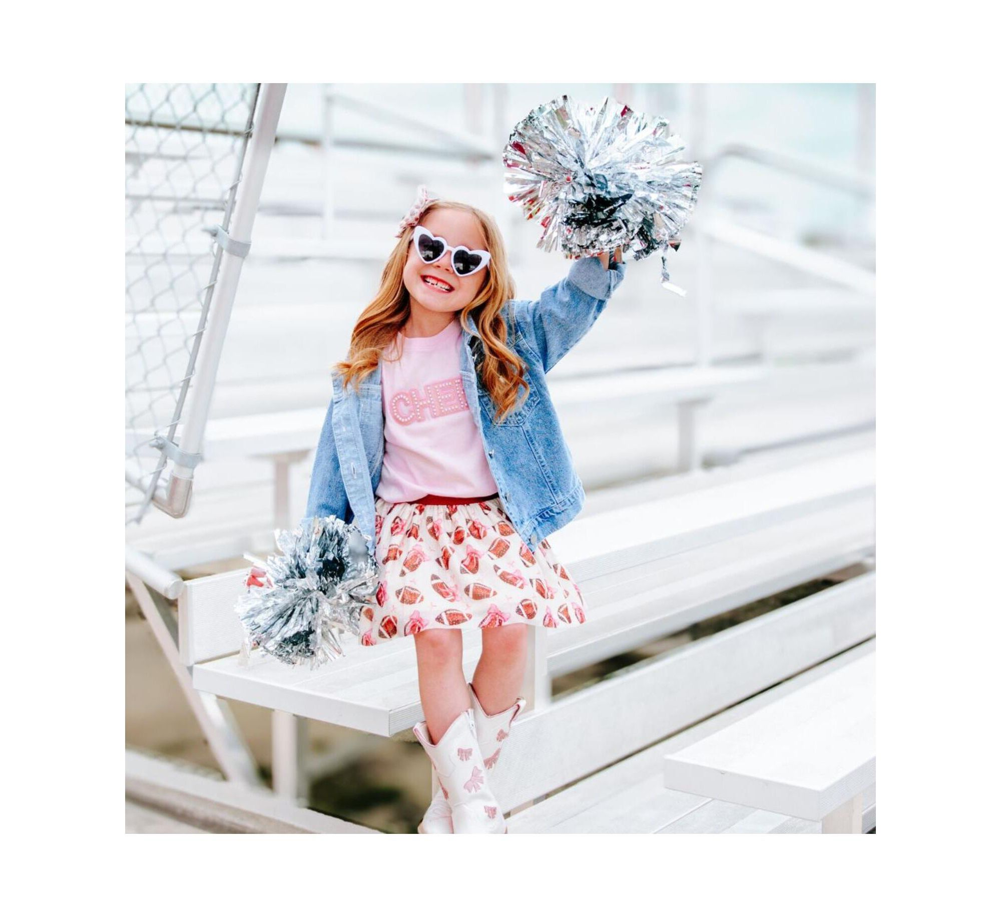 Girls' Game Day Football Sequin Patch Denim Jacket - Little Kid, Big Kid — Image 5