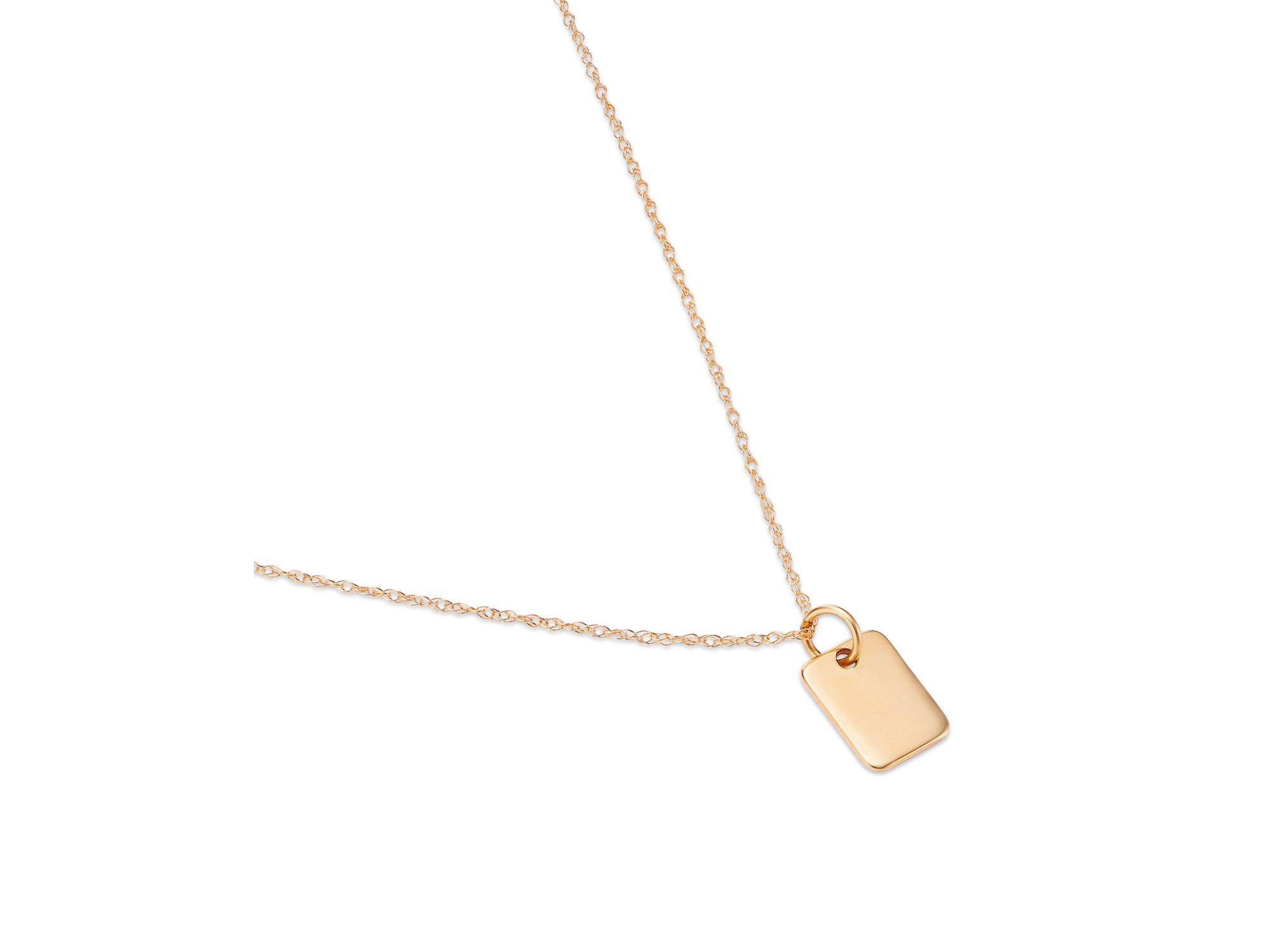 Mini Dog Tag Pendant Necklace in 14K Yellow Gold, 18" — Image 3