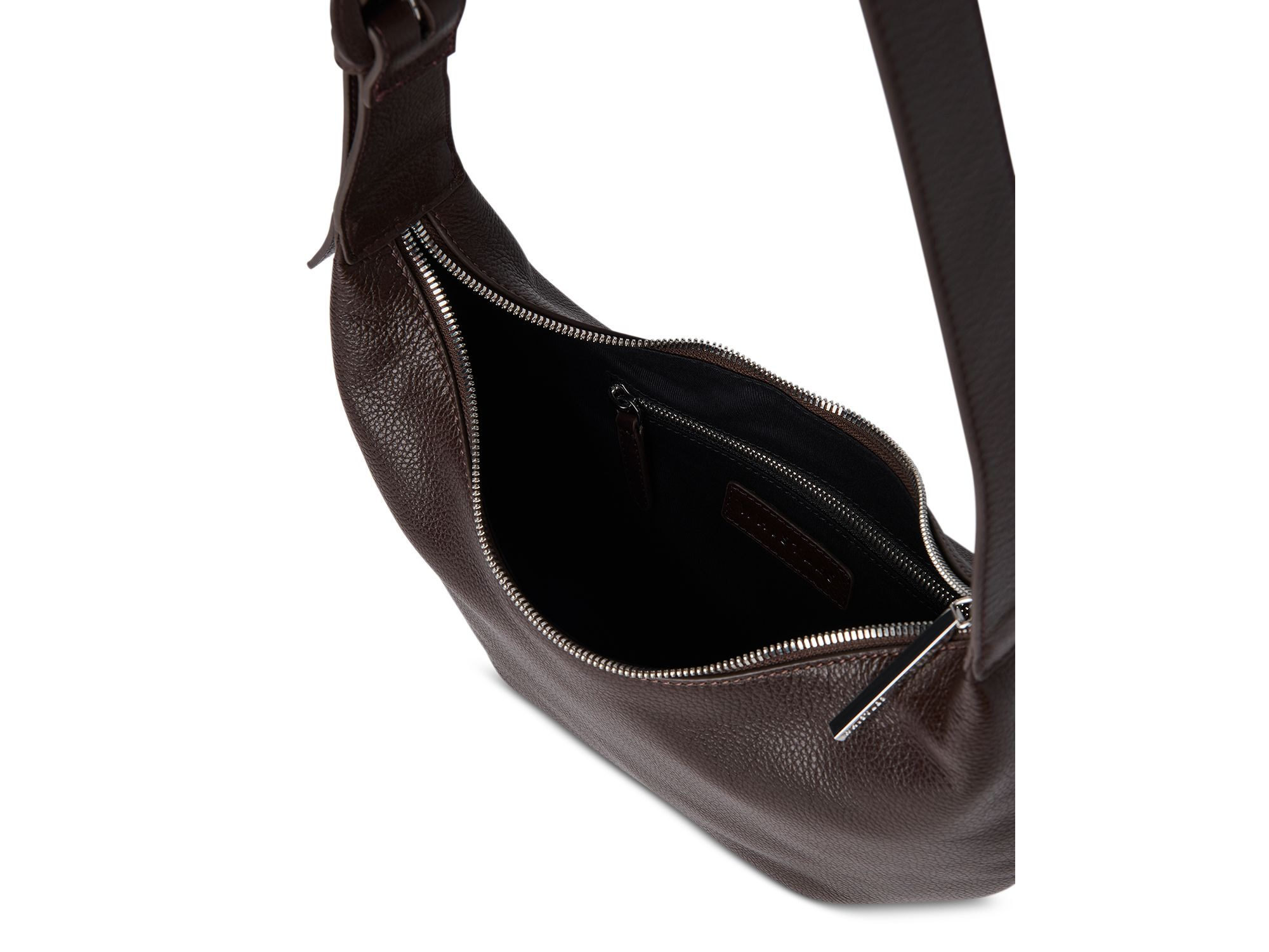 Sia Small Curved Brown Leather Crossbody Bag — Image 3