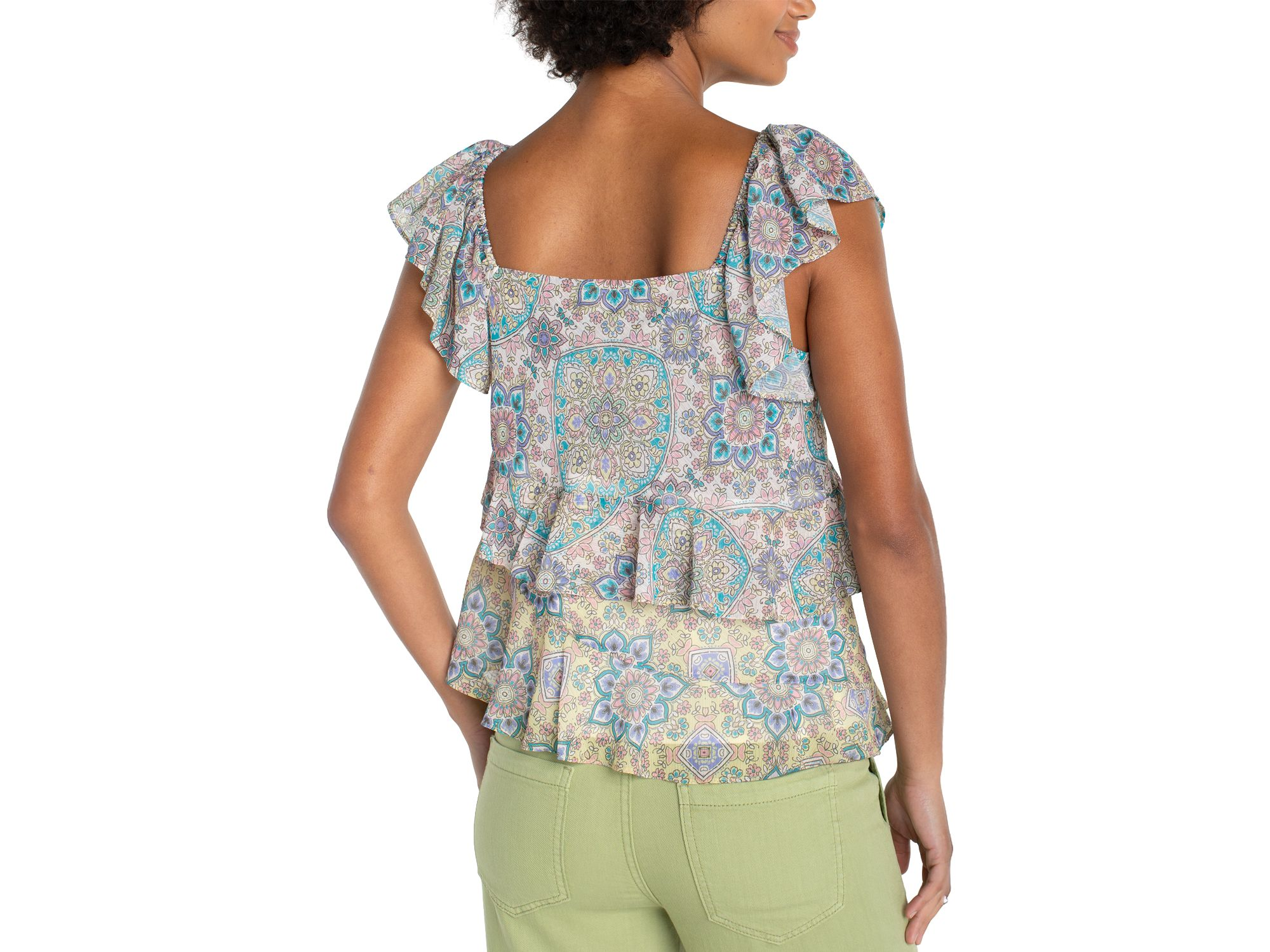 Flutter Sleeve Draped Woven Blouse — Image 3