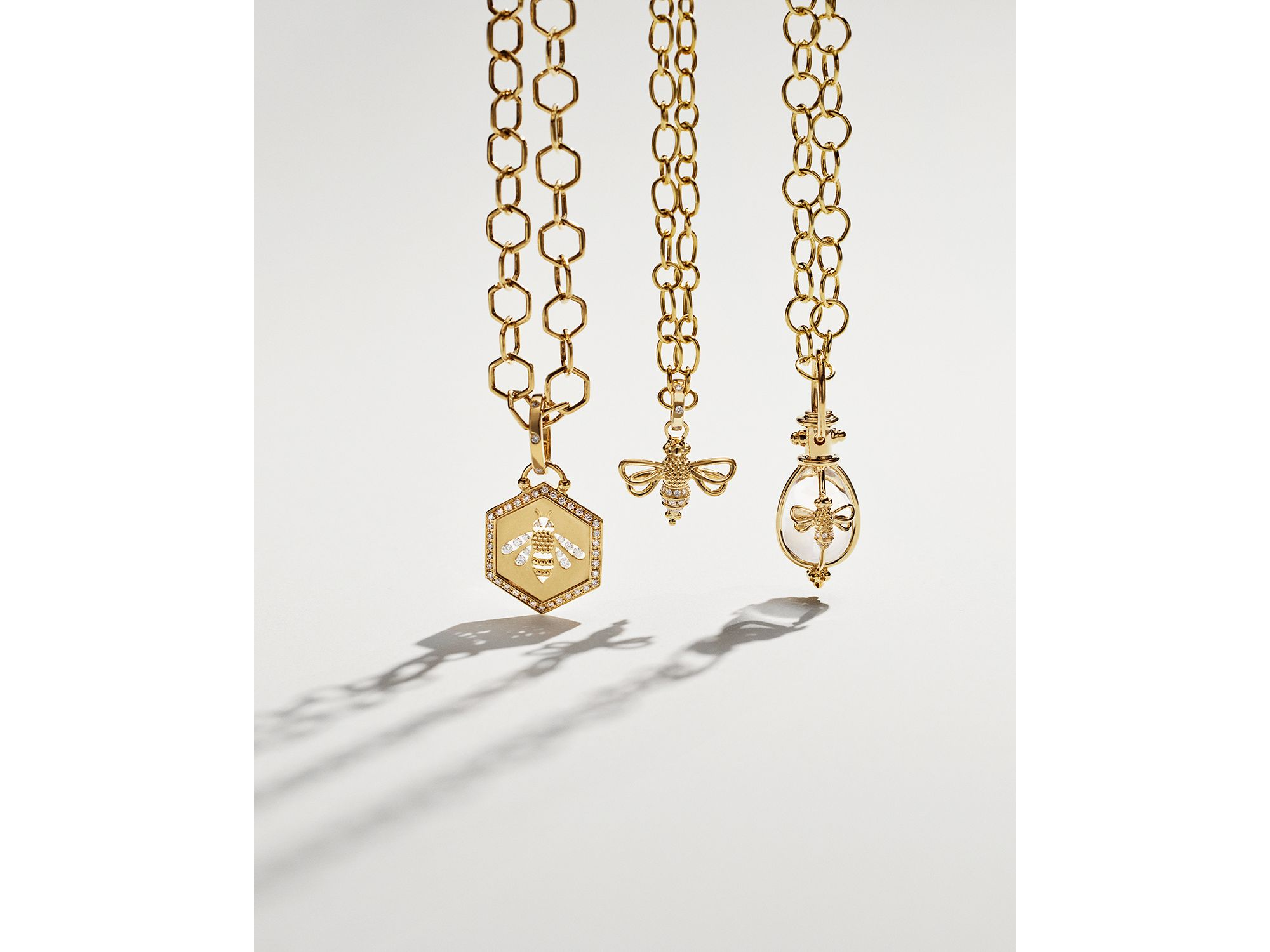 18K Yellow Gold Beehive Chain Necklace, 24" — Image 3