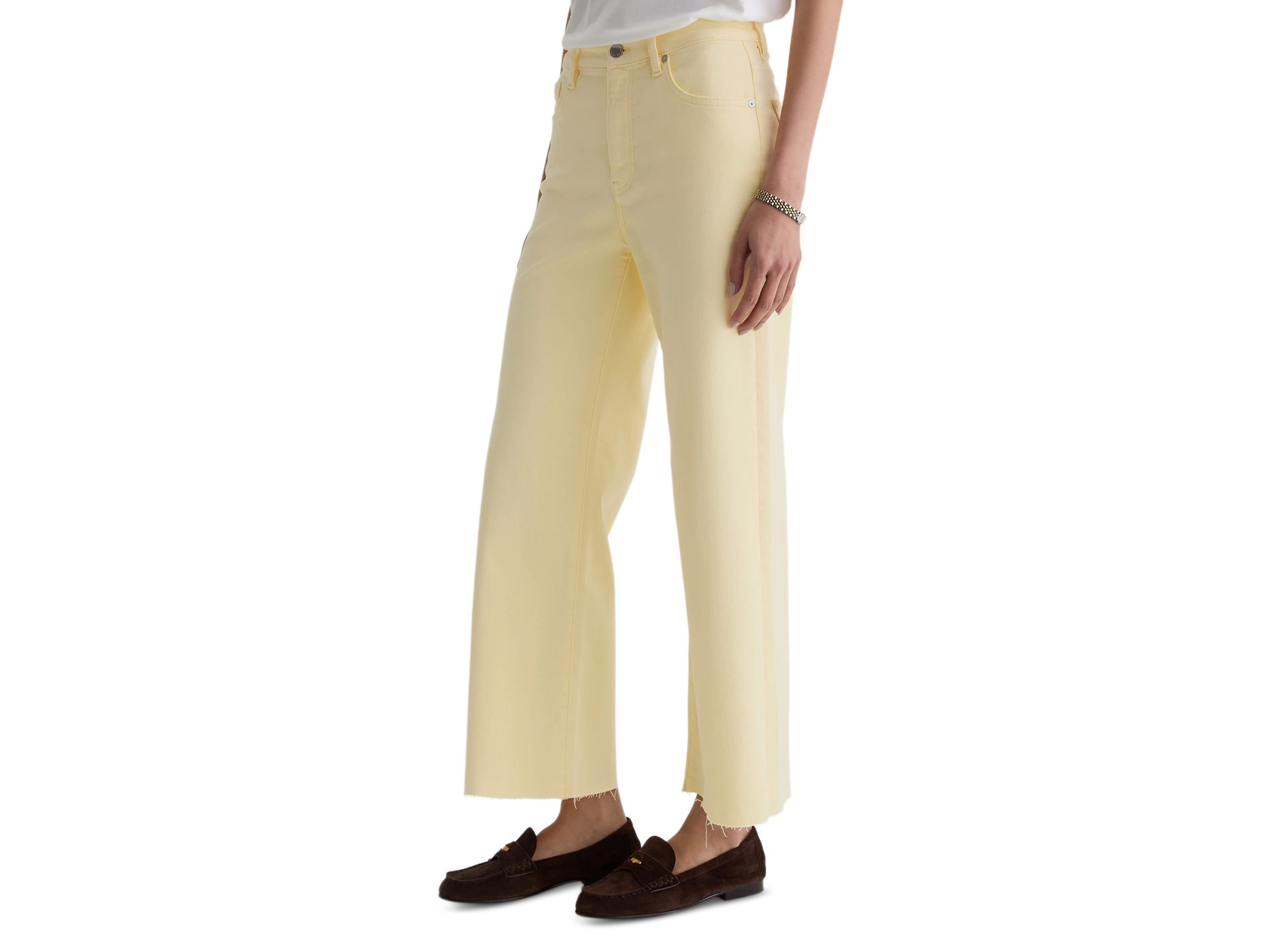 Saige High Rise Wide Leg Crop Jeans in Sunlight Yellow — Image 7