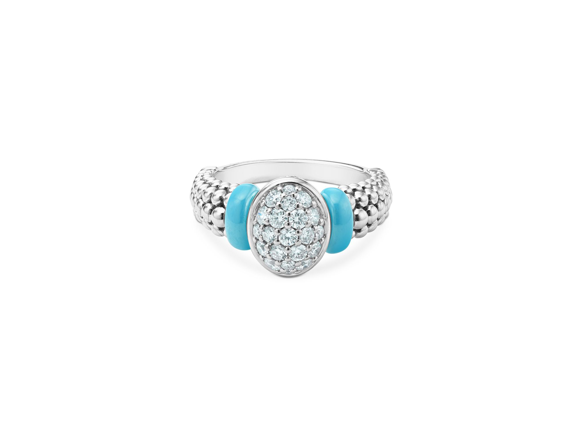Blue Caviar & Diamond Sterling Silver Statement Ring — Image 3