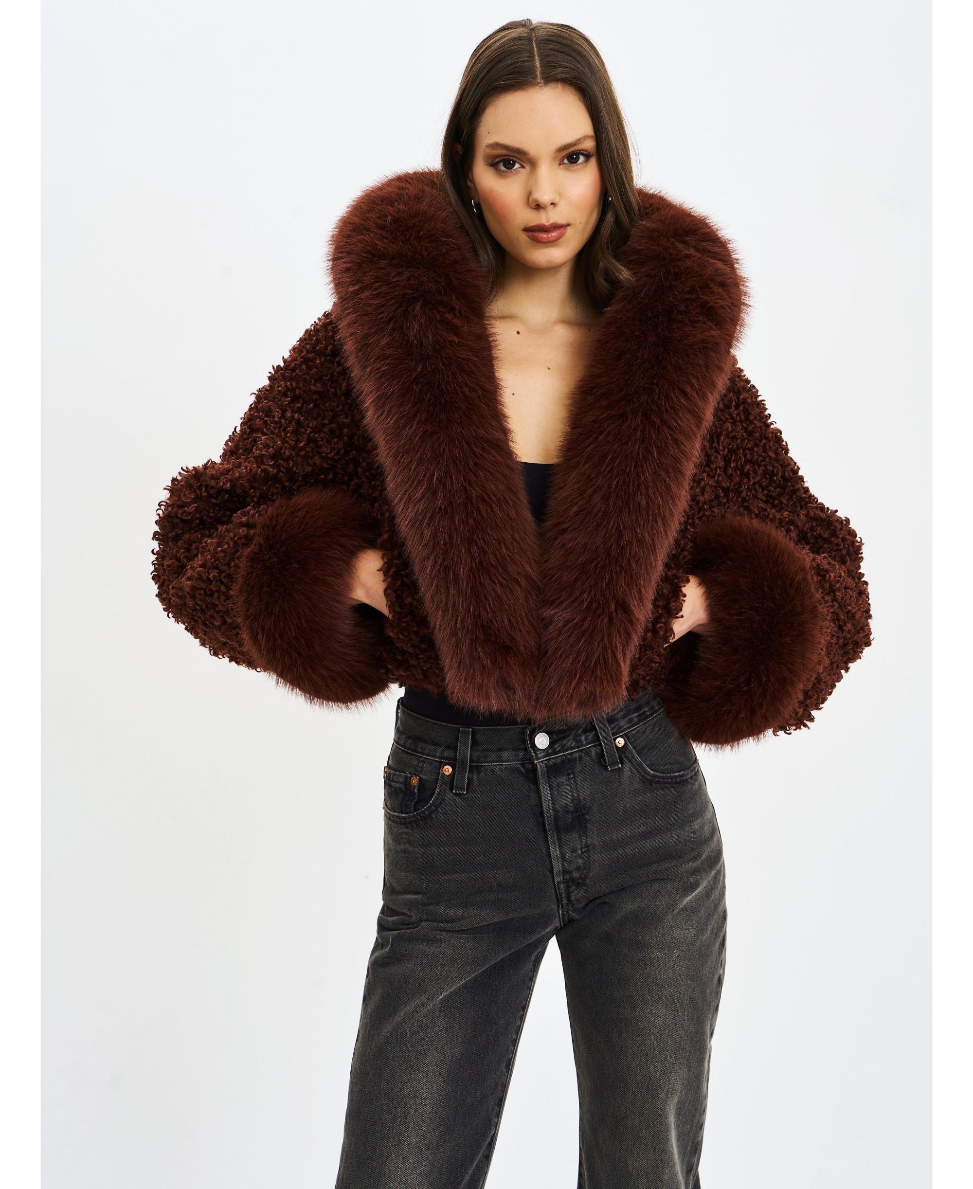 Kali Teddy Cropped Faux Fur Hooded Jacket — Image 6