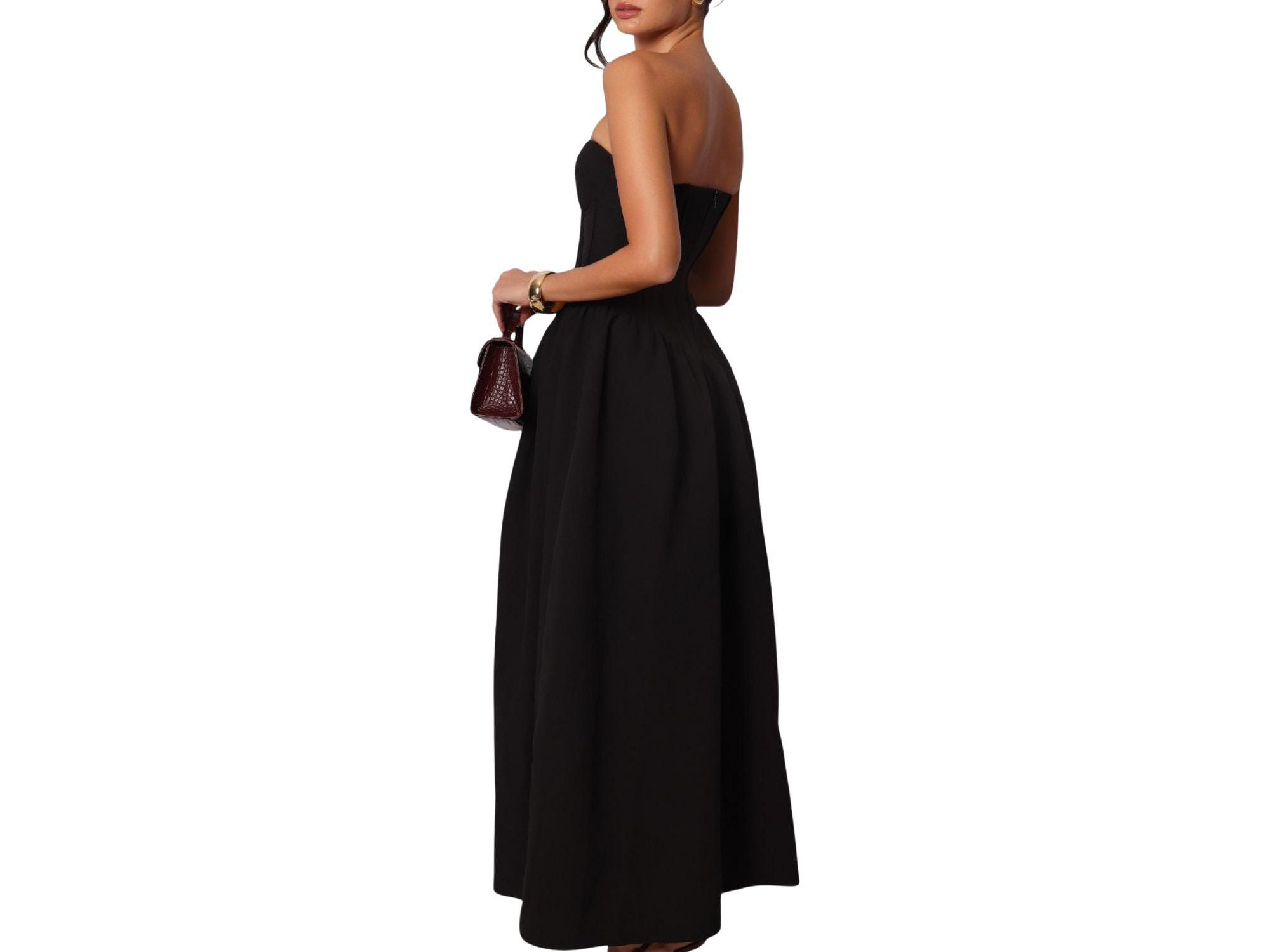 Strapless Corset Cotton Poplin Maxi Dress — Image 3