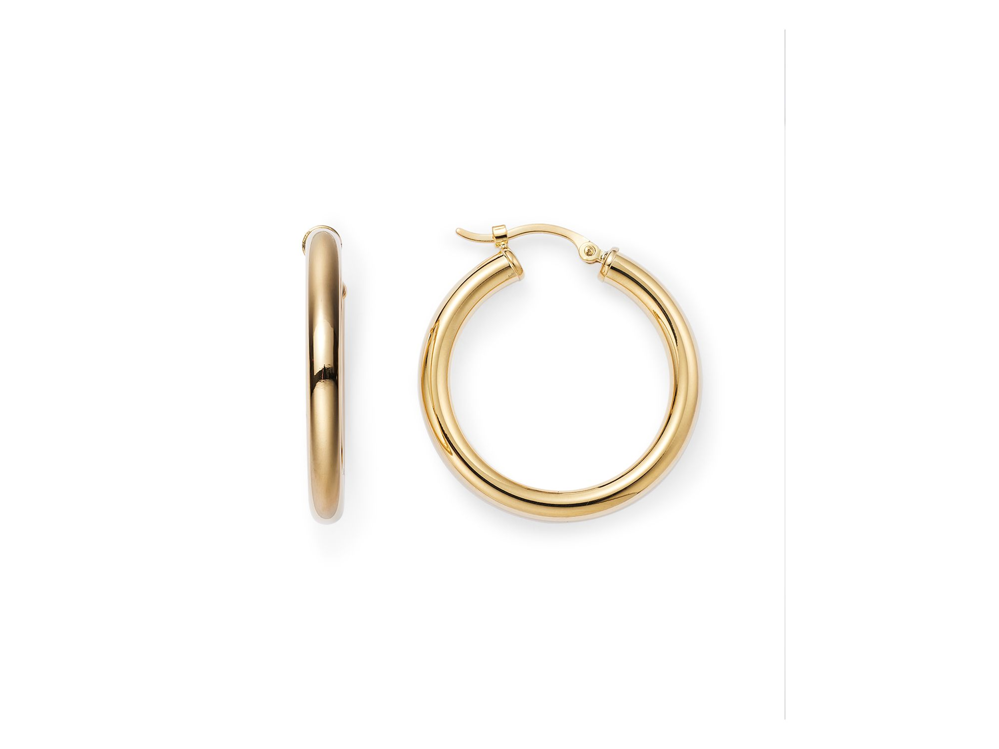 14K Yellow Gold Tube Hoop Earrings — Image 5