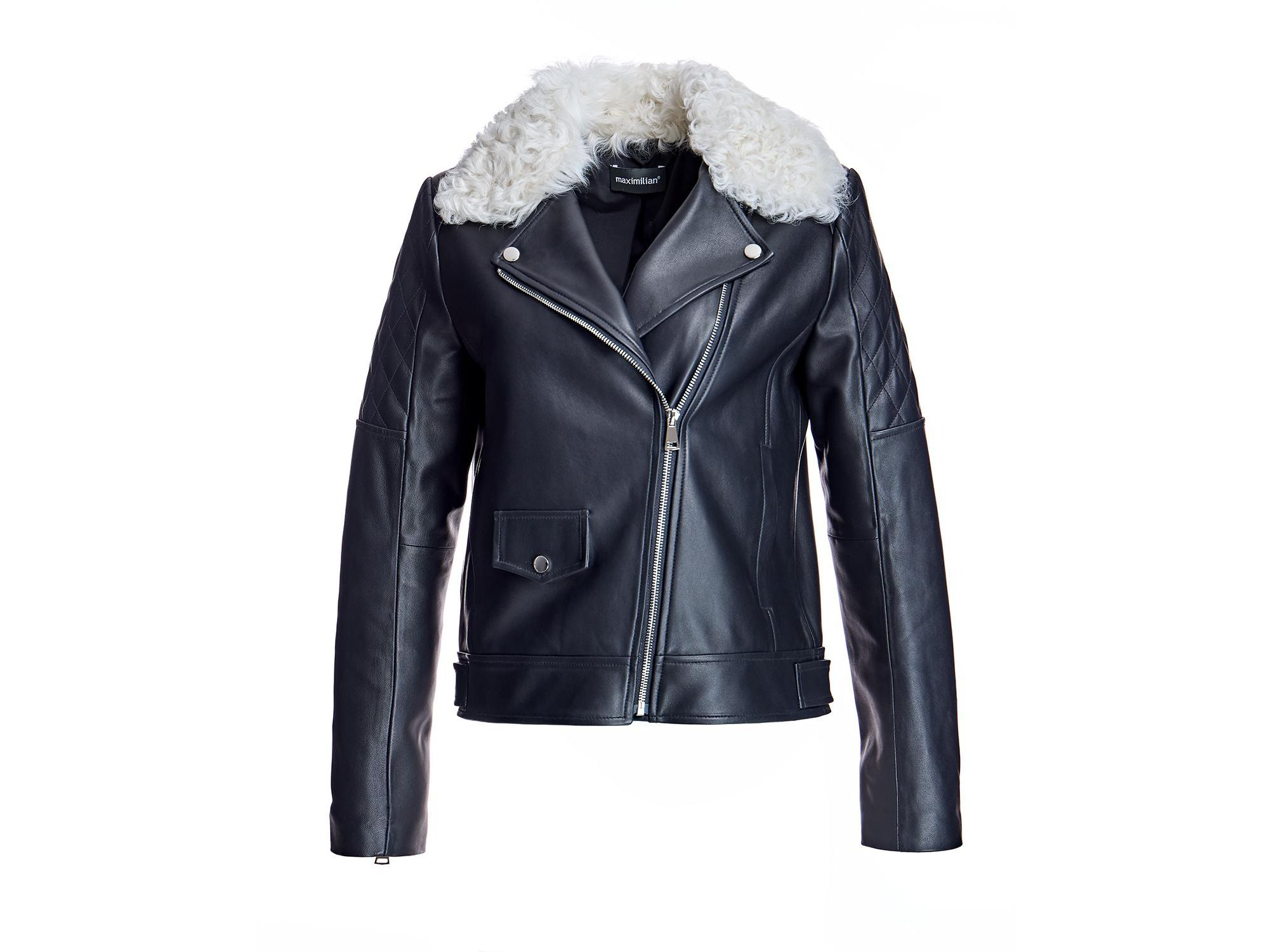 Leather Jacket with Shearling Collar — Image 4