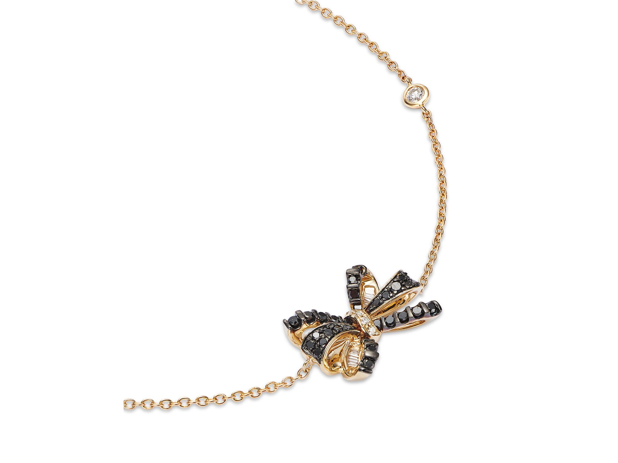 Diamond Bow Pendant Bracelet in 14K Yellow Gold, 0.25 tcw — Image 3