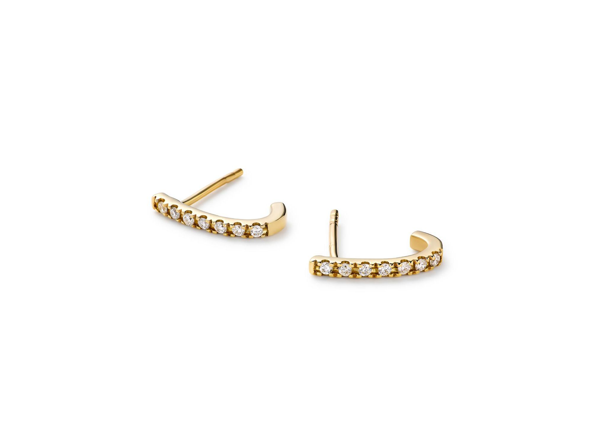 Gold Lab-grown Diamond Huggie Stud Earrings — Image 5