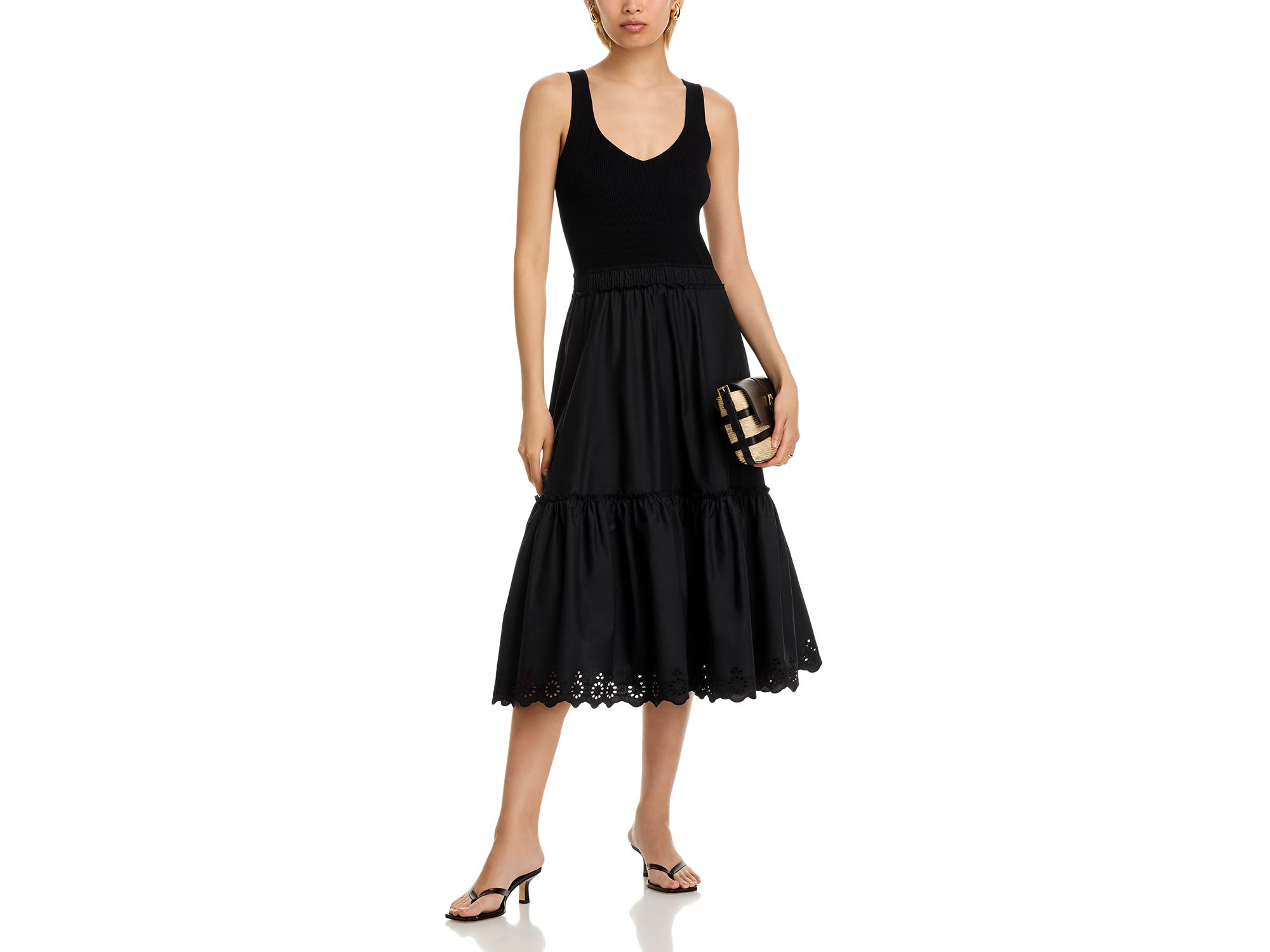 Sleeveless Mixed Media Midi Dress — Image 3