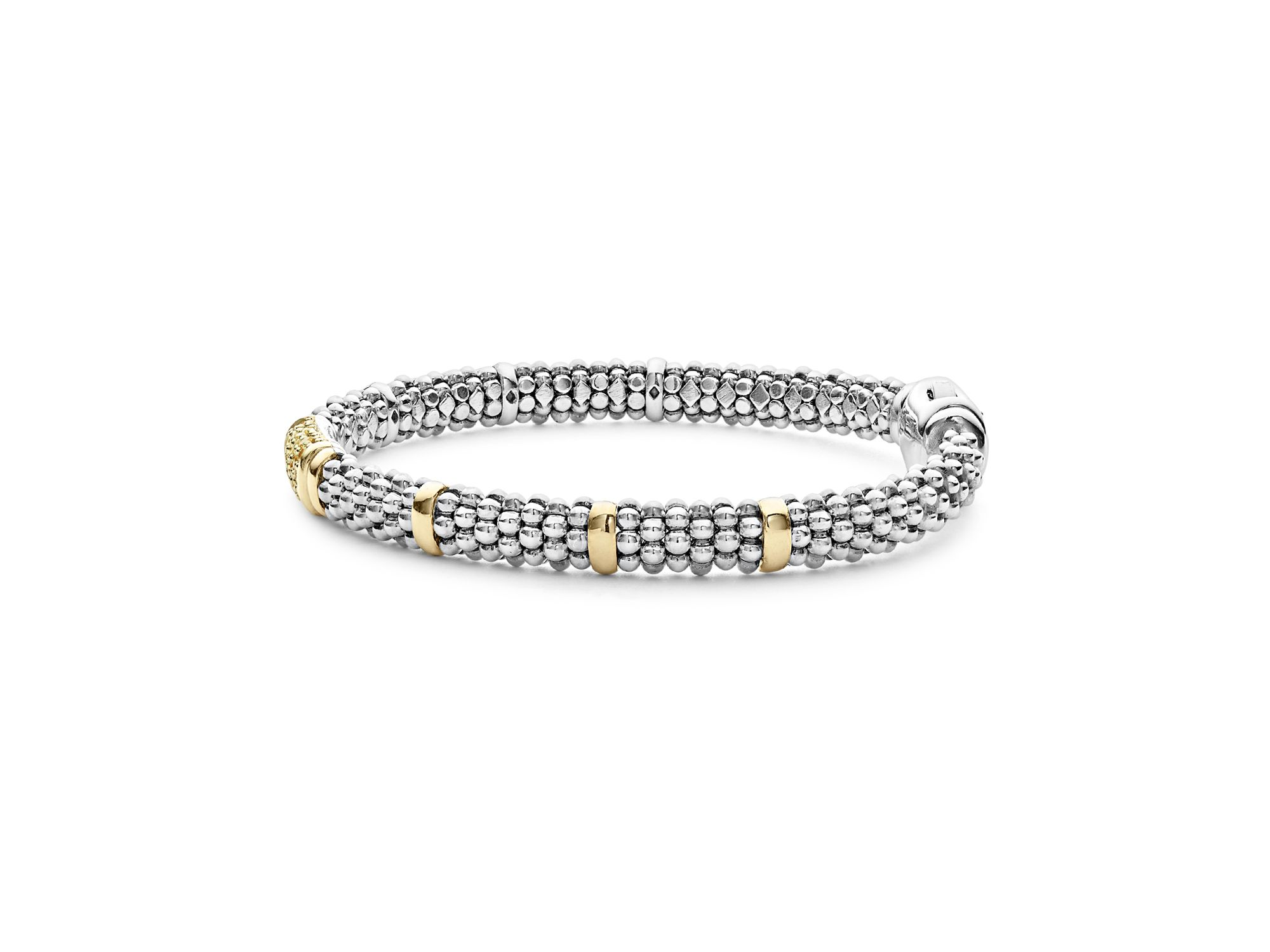 Sterling & 18K Gold Signature Caviar Yellow Sapphire Station Bracelet — Image 4