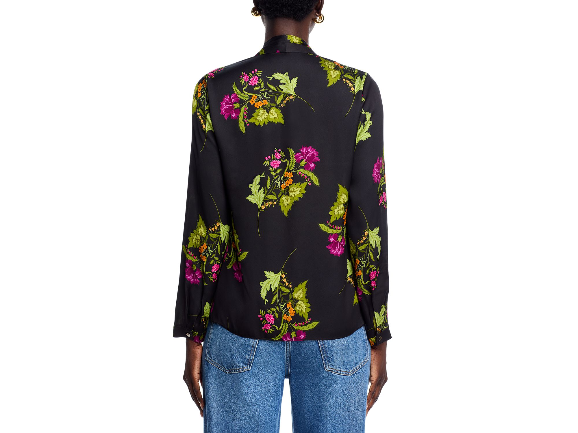 Palm Silk Blend Floral Blouse — Image 3