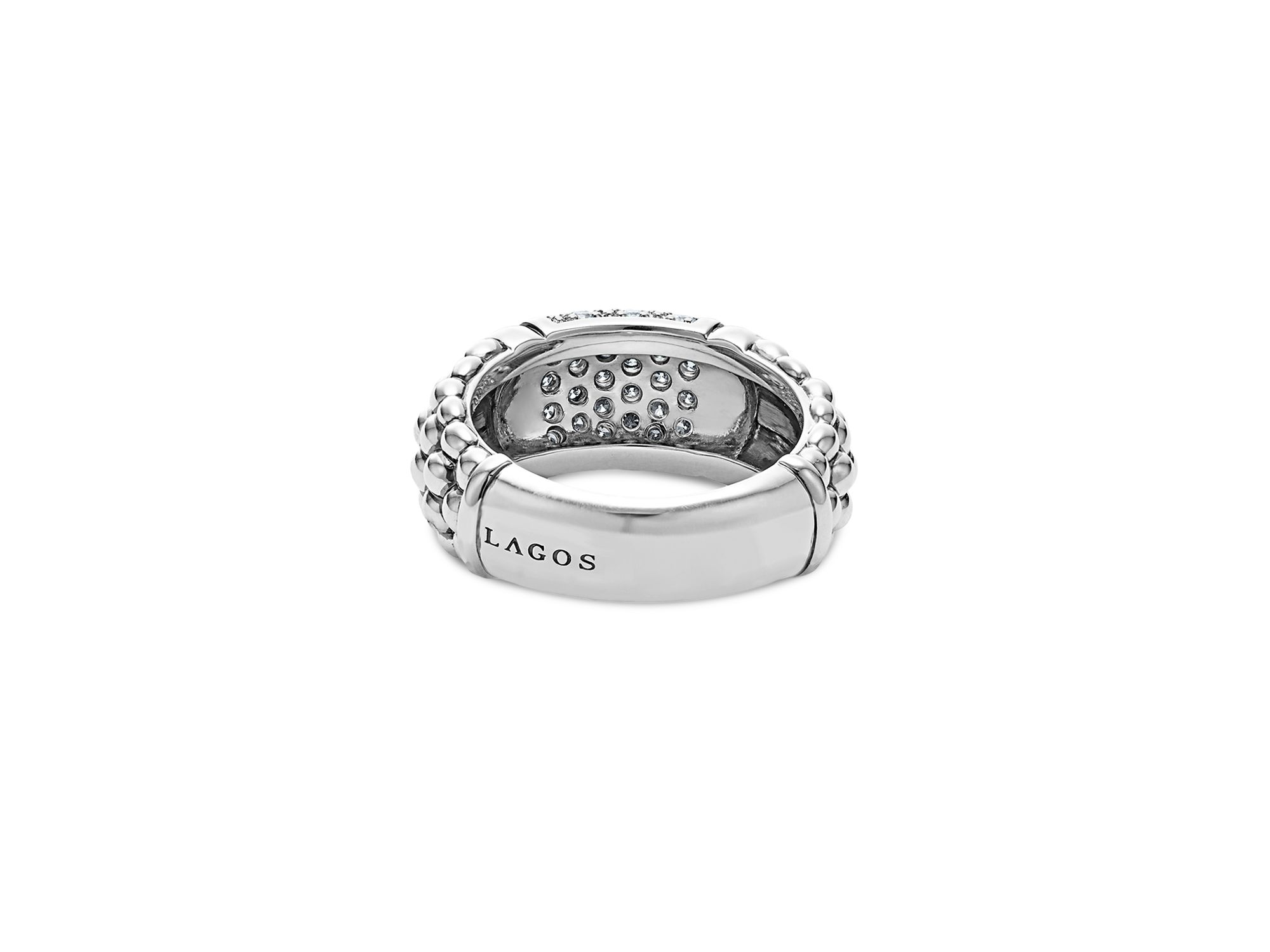 Sterling Pavé Diamond Caviar Ring — Image 5
