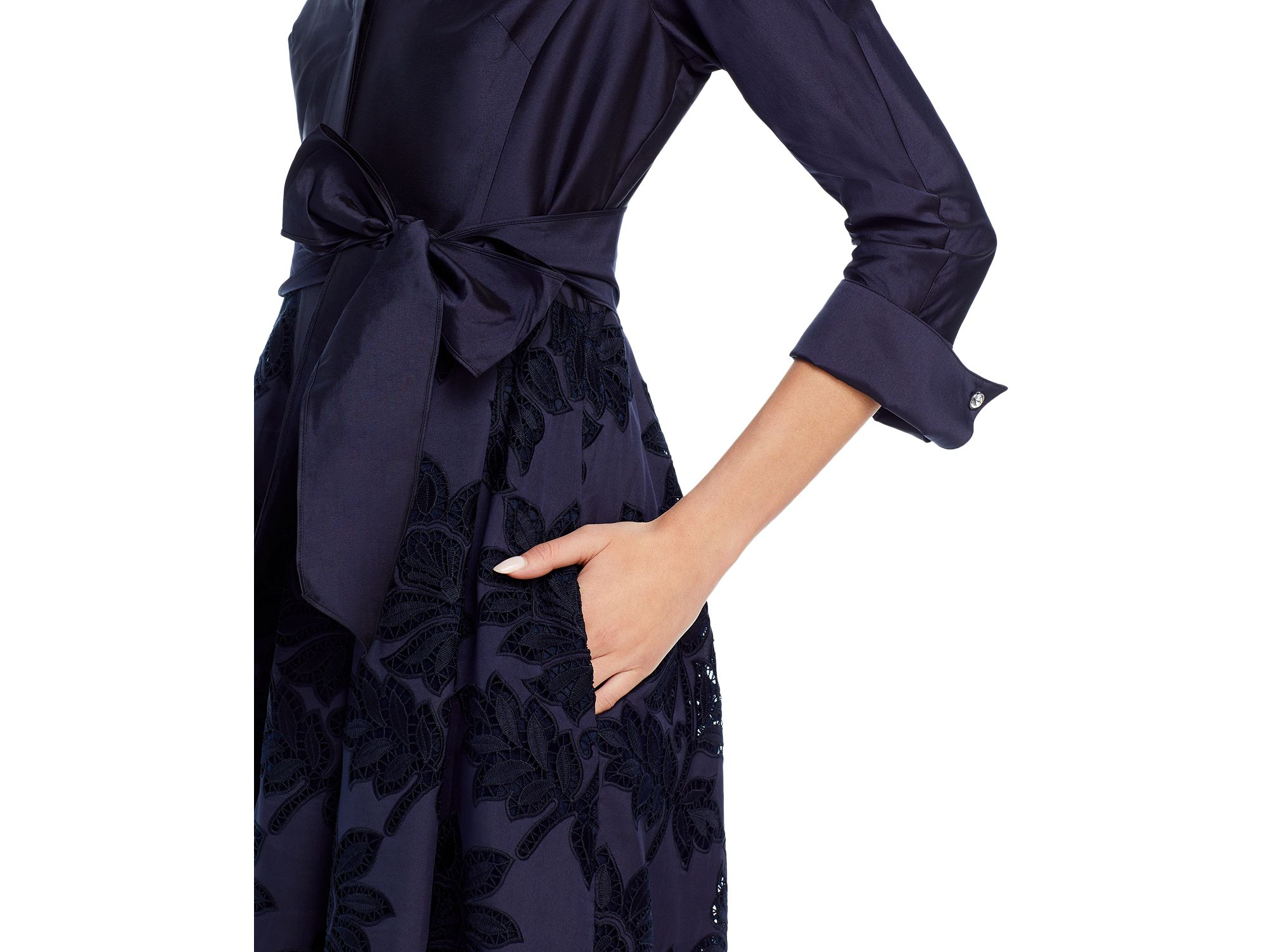 Floral Eyelet Collared Midi Dress — Image 3