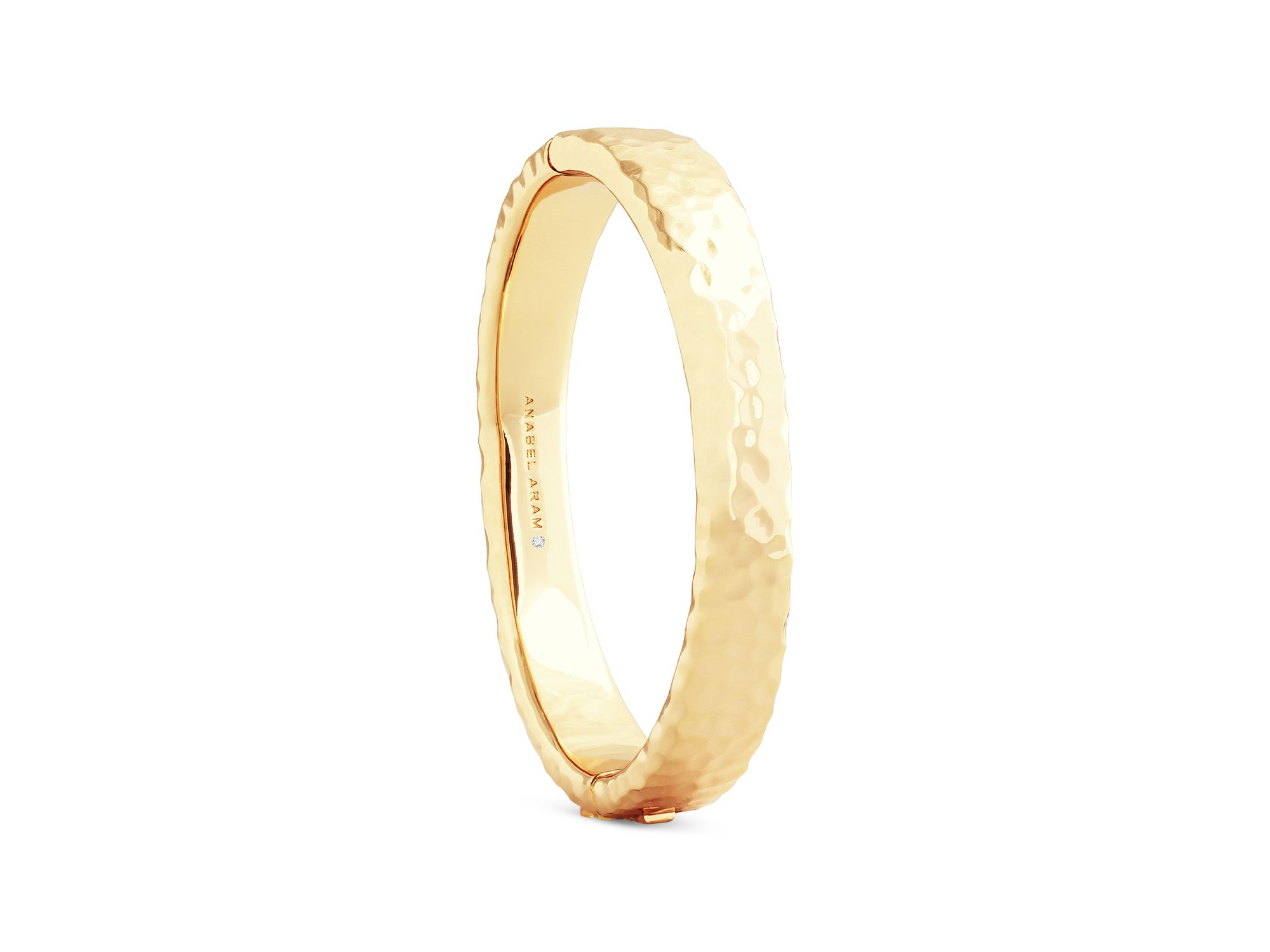 Farrier 18K Yellow Gold Plated or Sterling Wide Hinged Bangle Bracelet — Image 3