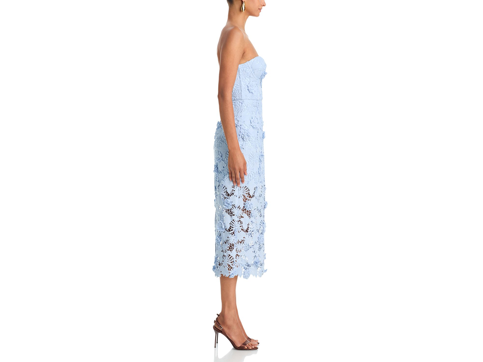 Strapless 3D Lace Midi Dress - Exclusive — Image 5