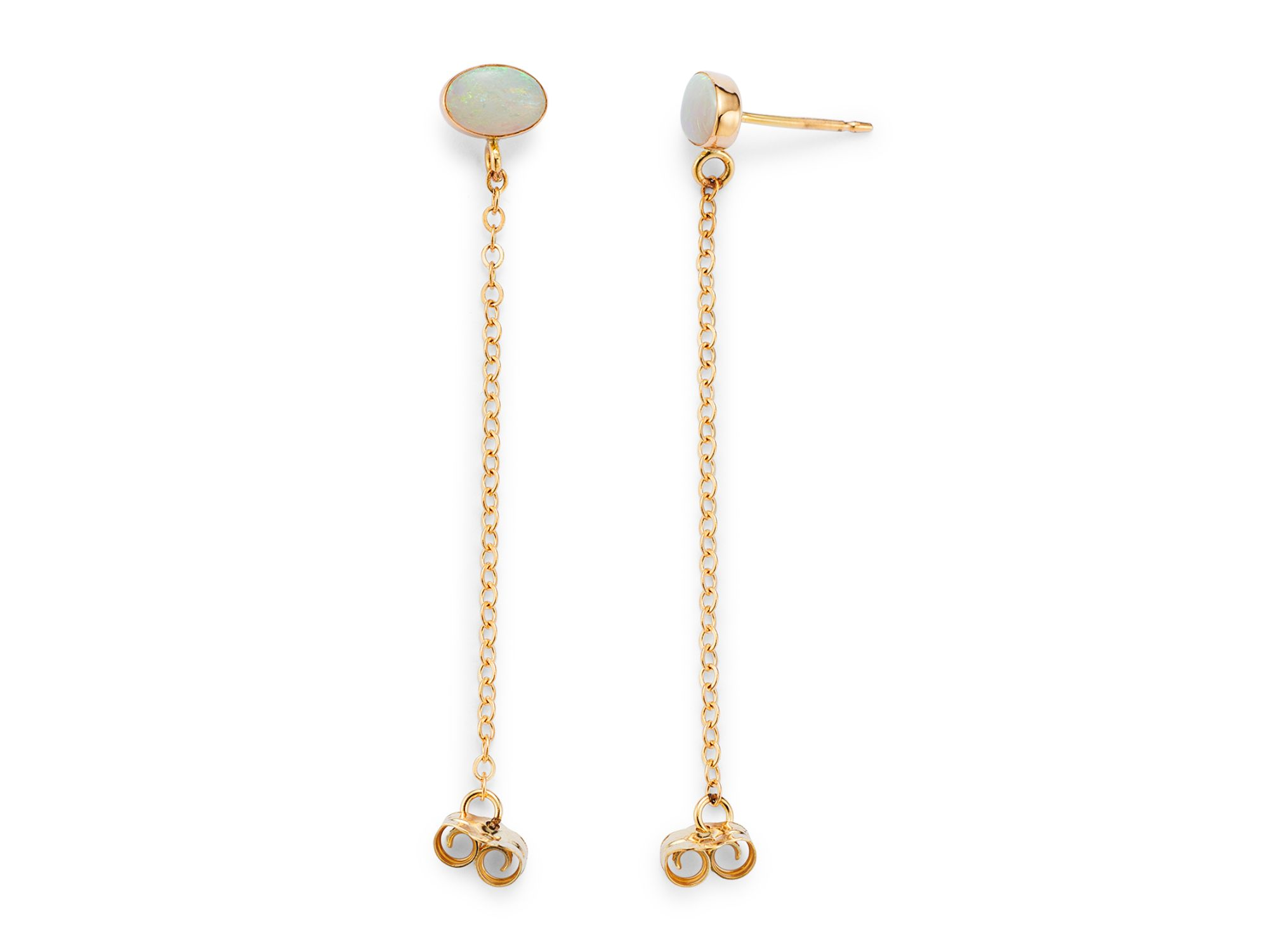 Opal Chain Drop Earrings in 14K Yellow Gold — Image 4