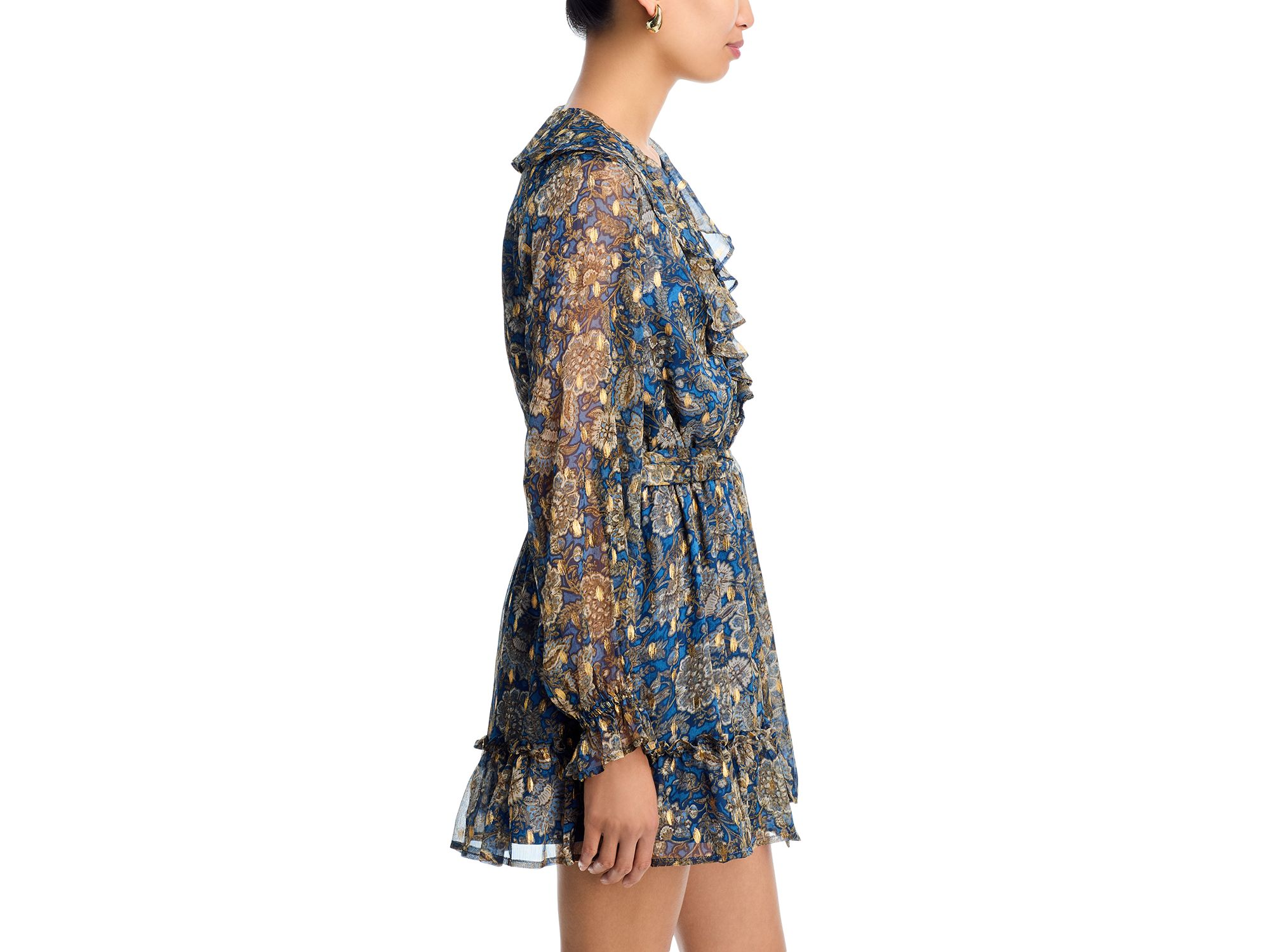 Metallic Ruffle Trim Boho Dress - Exclusive — Image 4