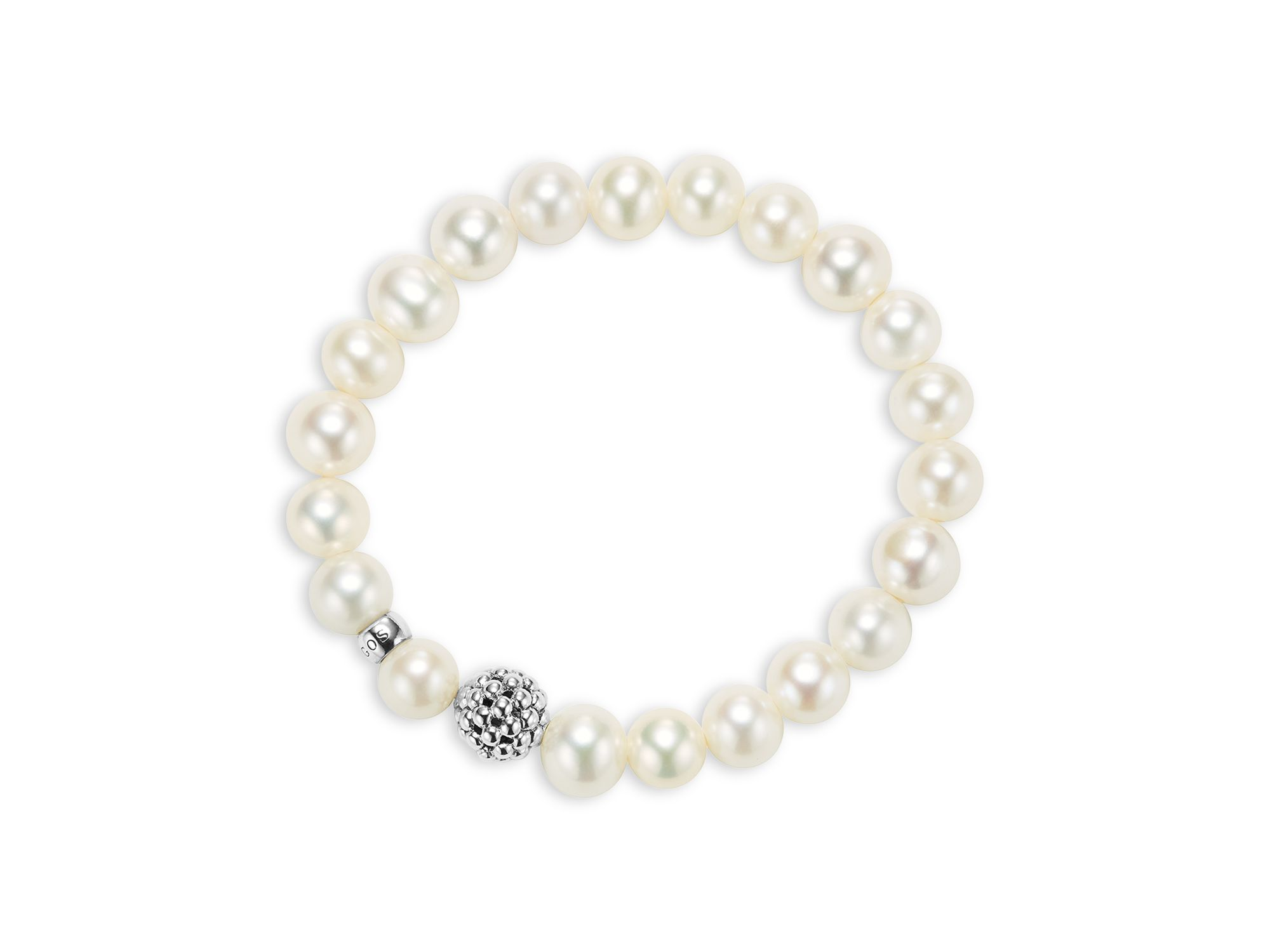 Caviar Ball Beaded Cultured Pearl Bracelet, 10mm — Image 4